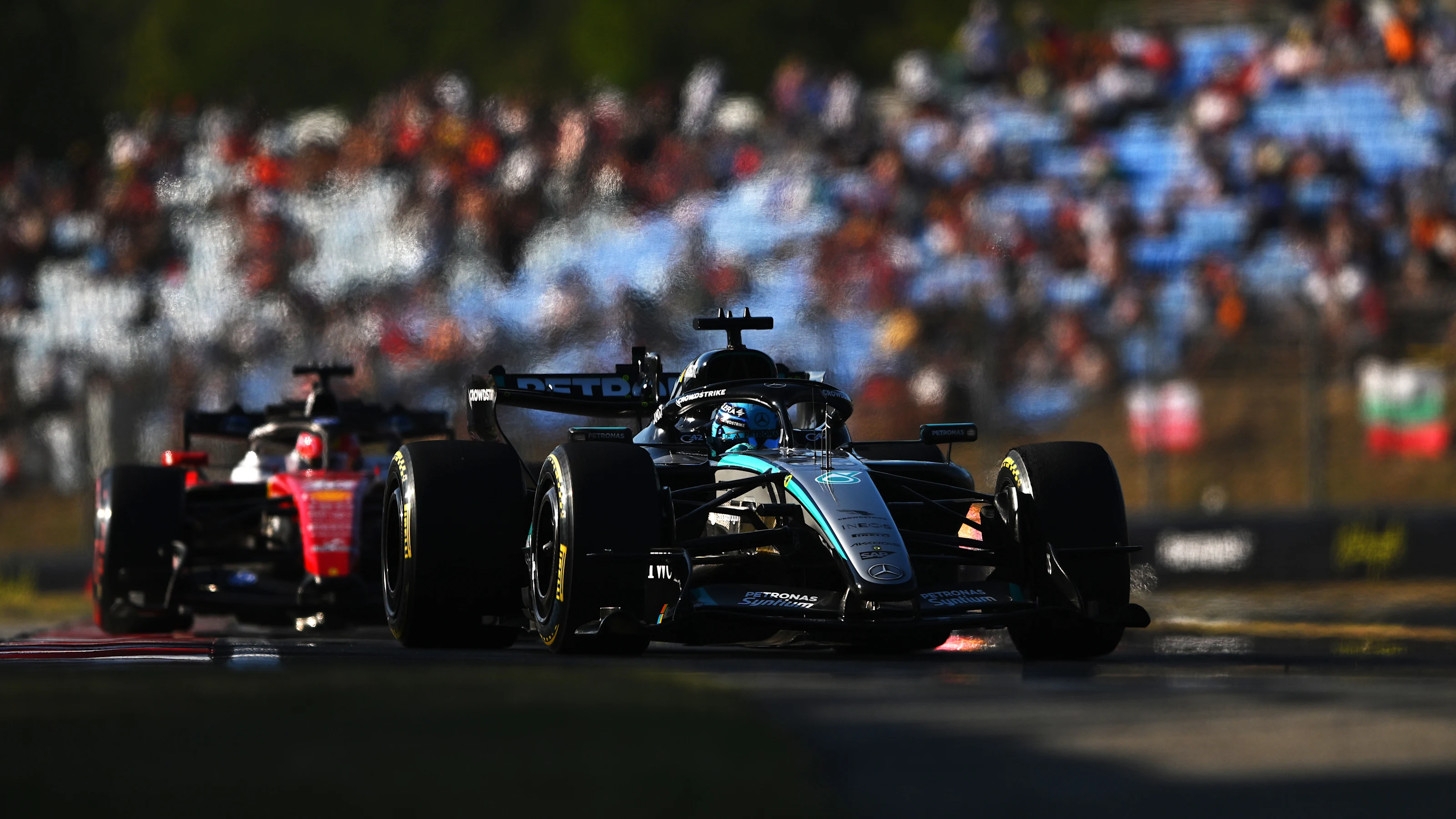 BUDAPEST, HUNGARY - JULY 24: George Russell of Great Britain driving the (63) Mercedes AMG Petronas