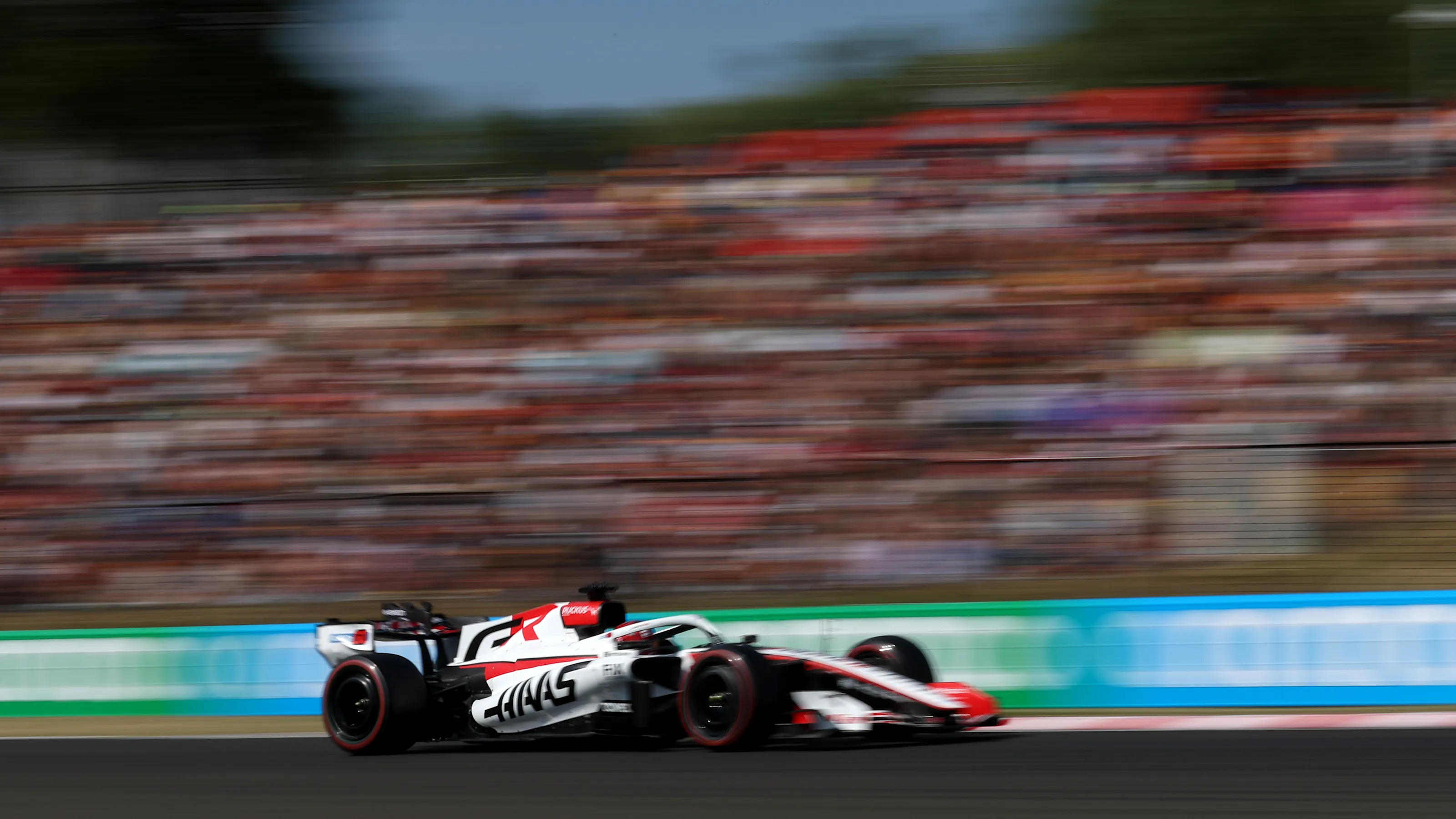 BUDAPEST, HUNGARY - JULY 25: Esteban Ocon of France driving the (31) Haas F1 VF-26 Ferrari on track