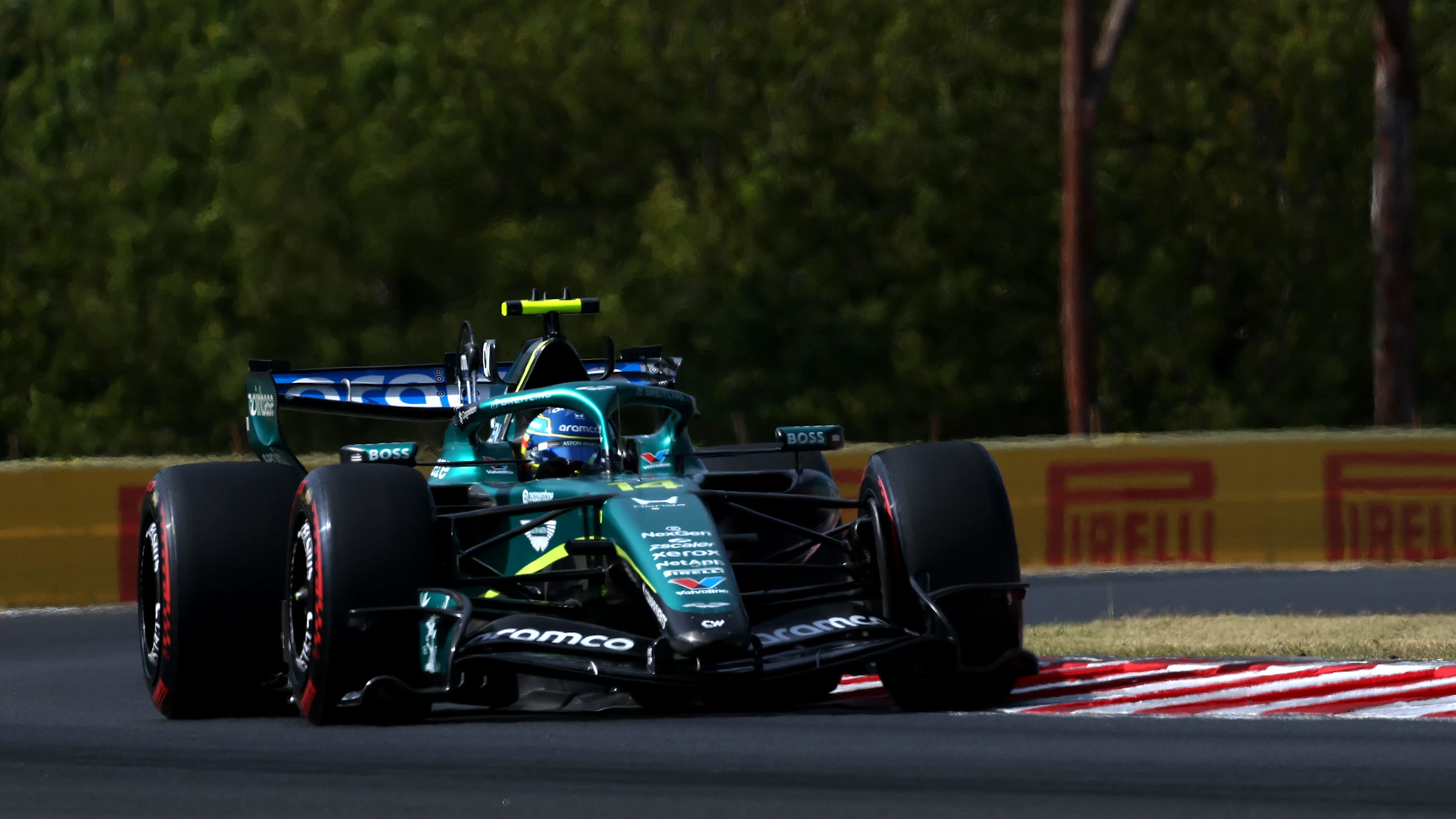 BUDAPEST, HUNGARY - JULY 25: Fernando Alonso of Spain driving the (14) Aston Martin F1 Team AMR26