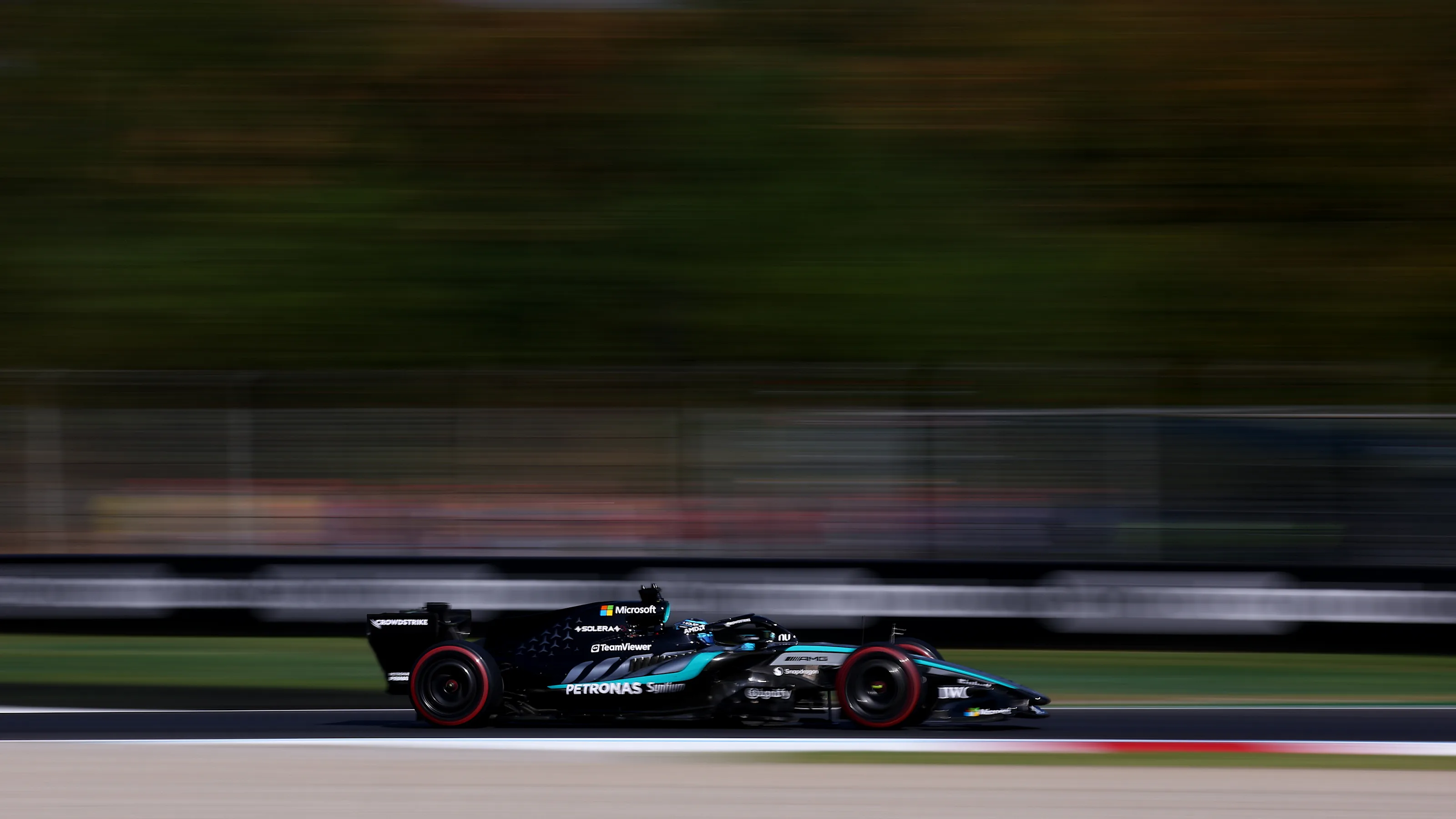 MONZA, ITALY - SEPTEMBER 04: George Russell of Great Britain driving the (63) Mercedes AMG Petronas