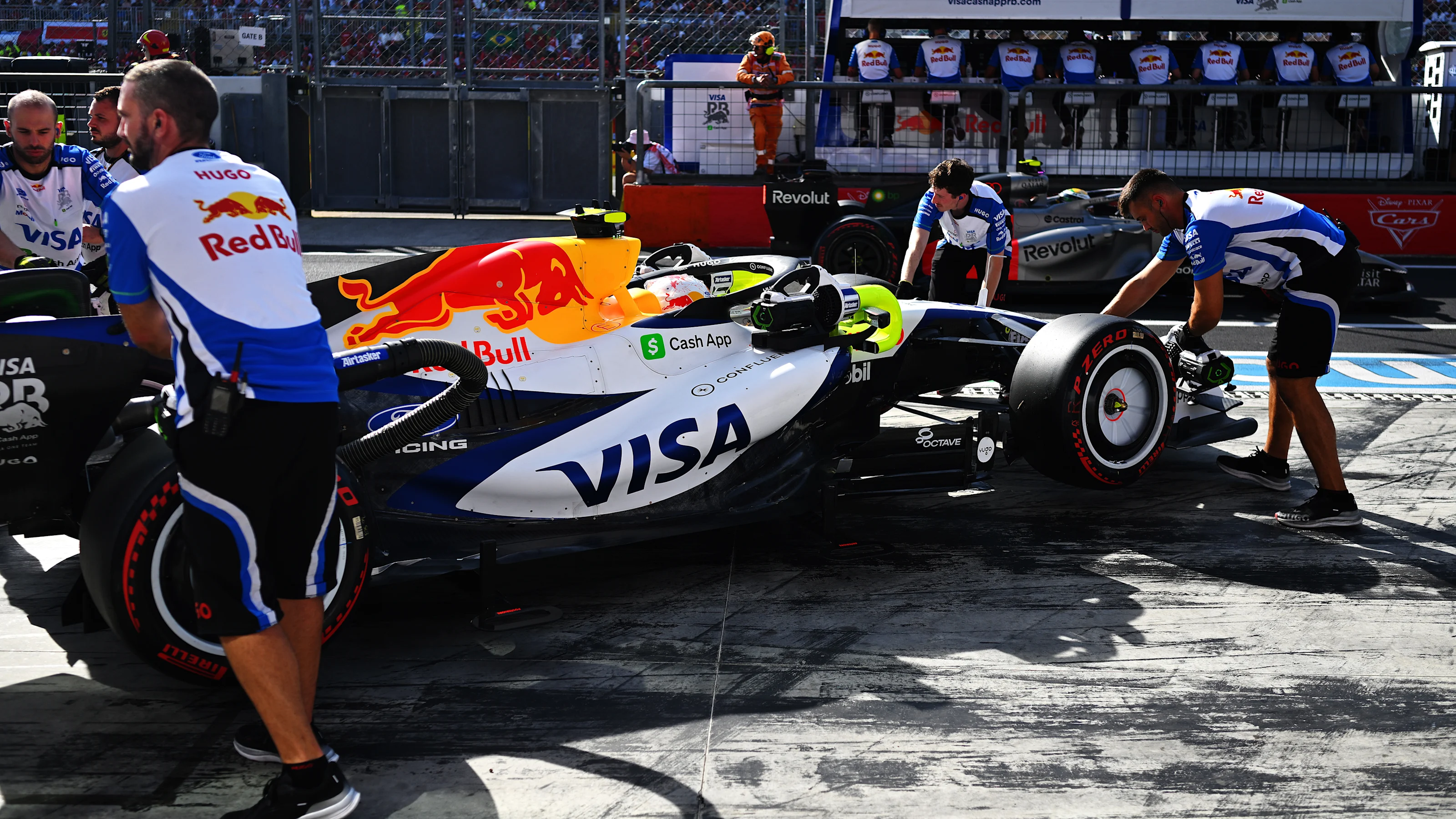 MONZA, ITALY - SEPTEMBER 05: Yuki Tsunoda of Japan and Visa Cash App Racing Bulls is returned to