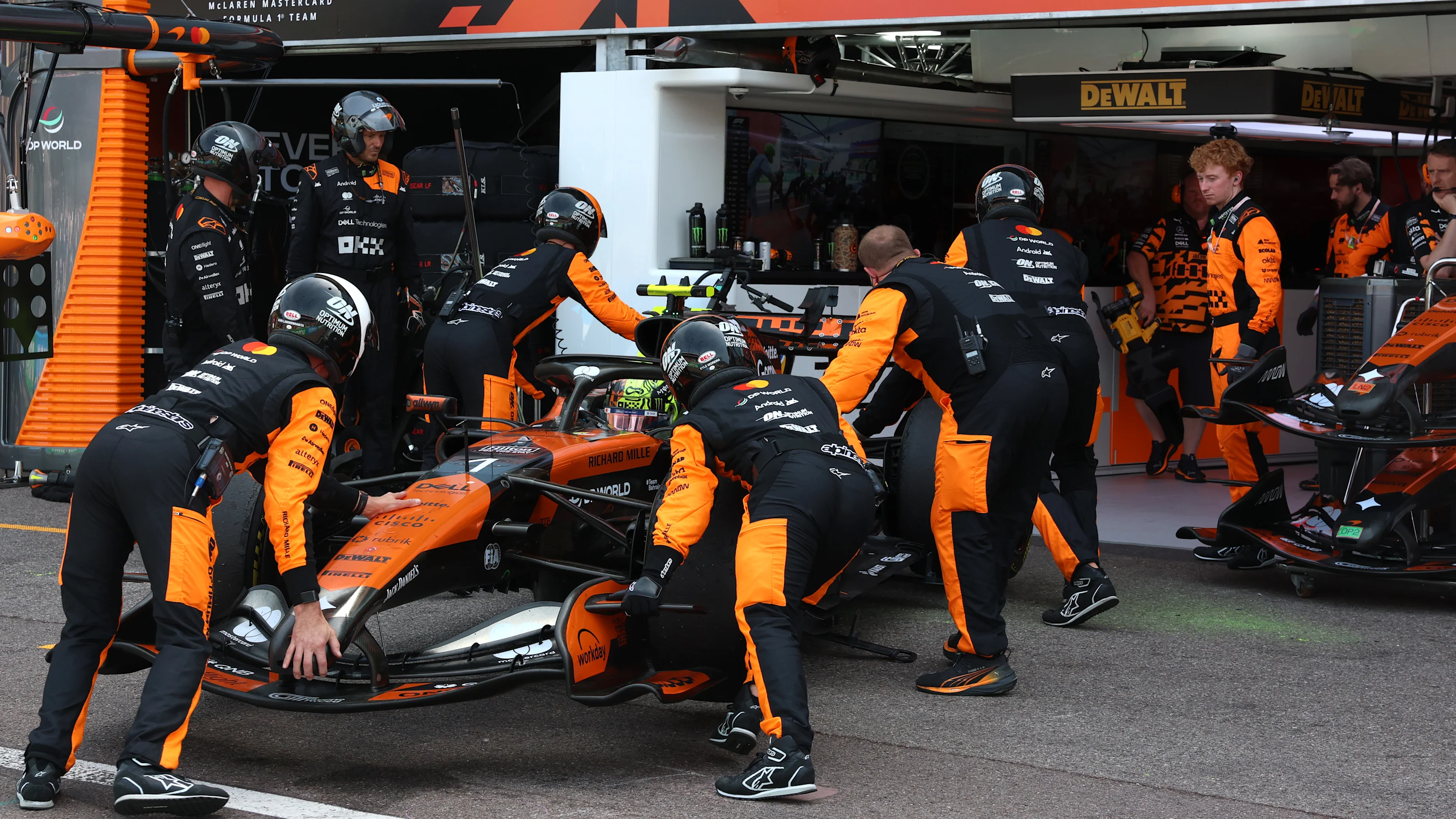 MONTE-CARLO, MONACO - JUNE 07: Lando Norris of Great Britain and McLaren retires to the garage