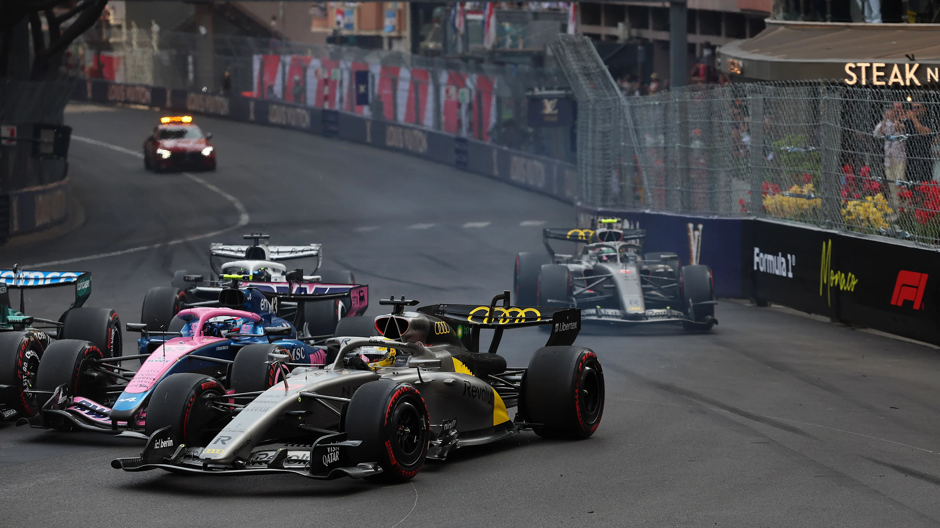 MONTE-CARLO, MONACO - JUNE 07: Nico Hulkenberg of Germany driving the (27) Audi F1 Team R26 leads
