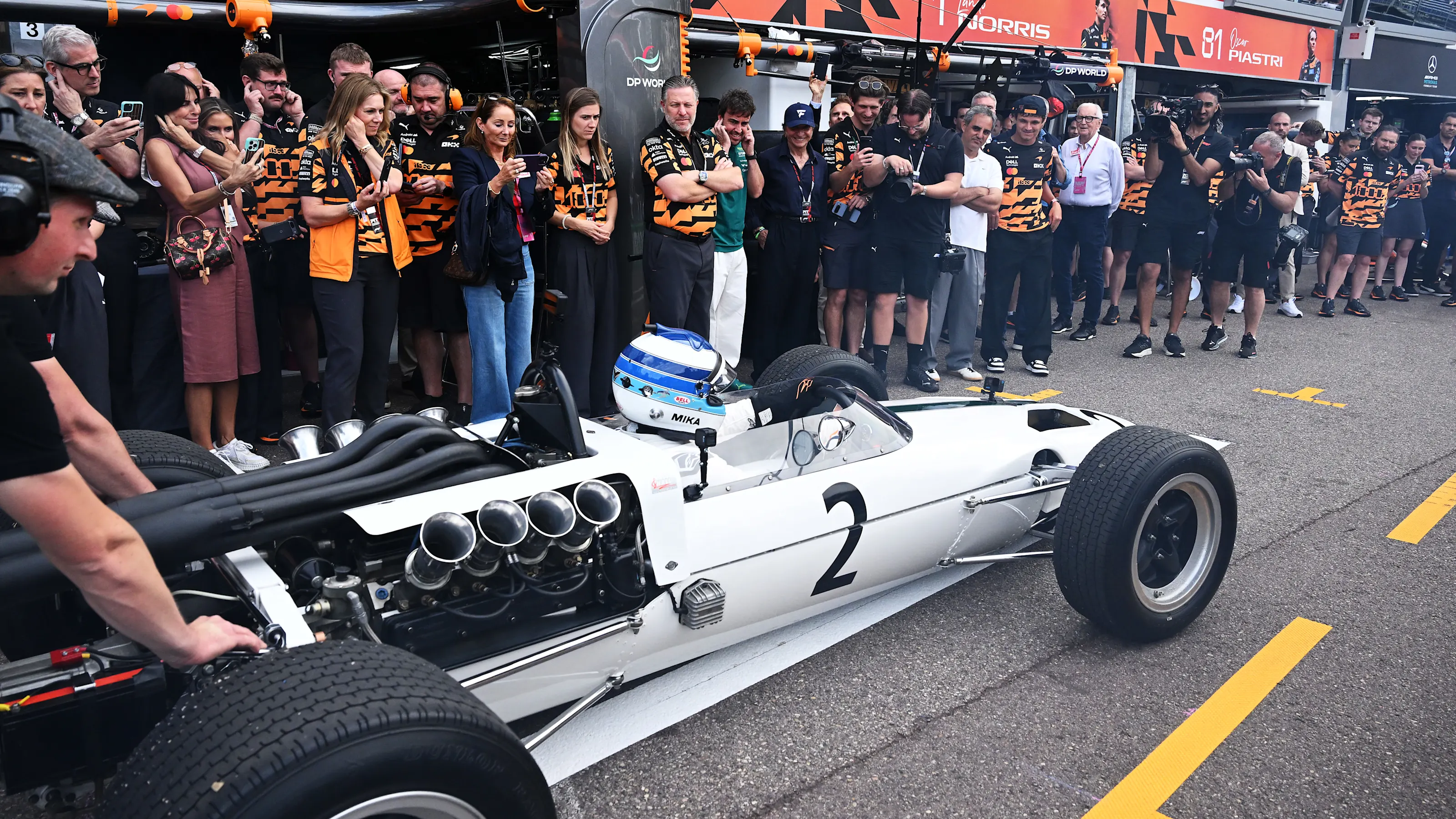MONTE-CARLO, MONACO - JUNE 04: Mika Hakkinen drives a McLaren M2B as part of the McLaren 1000 races