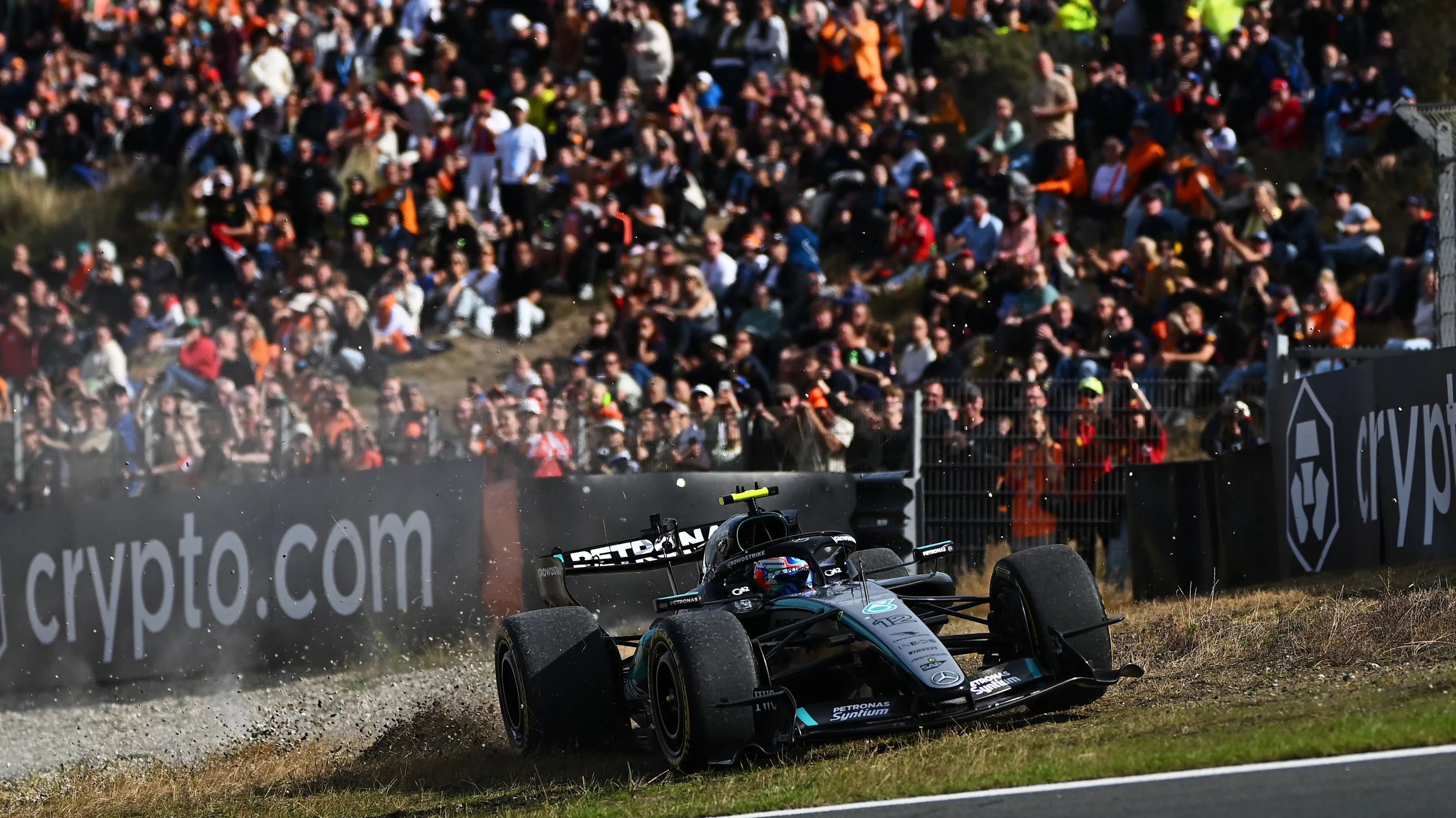 ZANDVOORT, NETHERLANDS - AUGUST 21: Andrea Kimi Antonelli of Italy driving the (12) Mercedes AMG