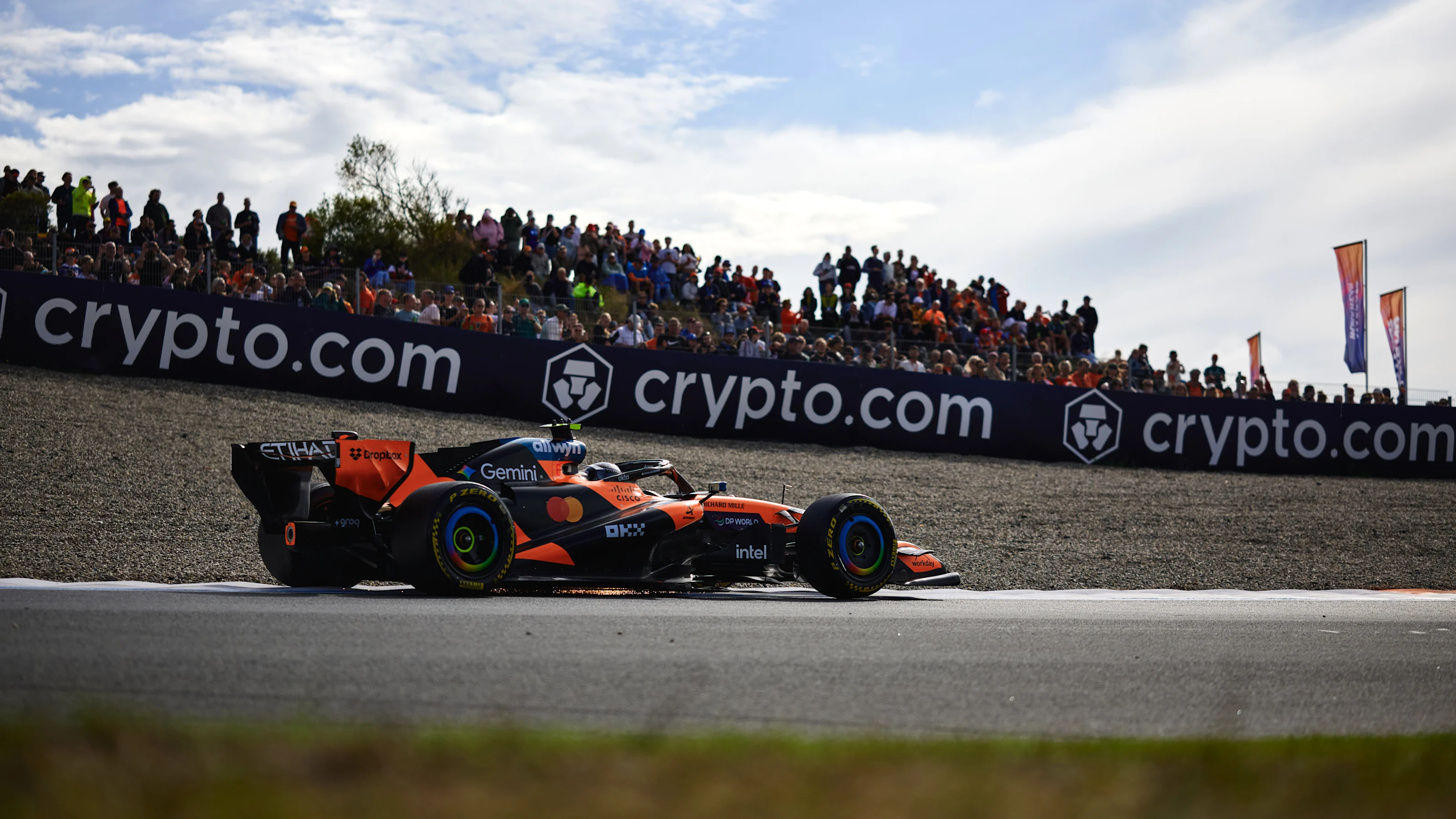 ZANDVOORT, NETHERLANDS - AUGUST 21: Lando Norris of Great Britain driving the (1) McLaren MCL40