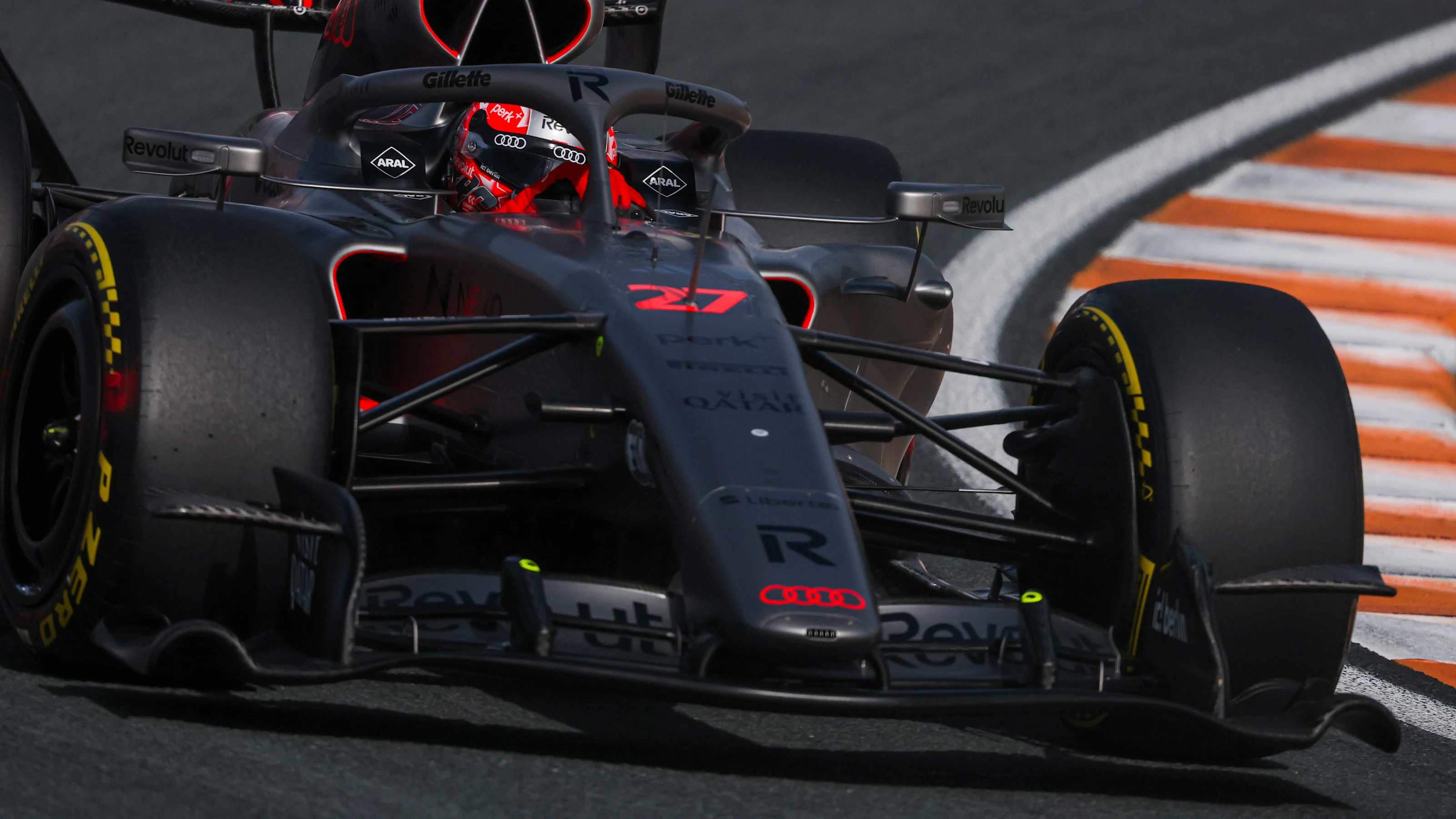 ZANDVOORT, NETHERLANDS - AUGUST 21: Nico Hulkenberg of Germany driving the (27) Audi F1 Team R26 on