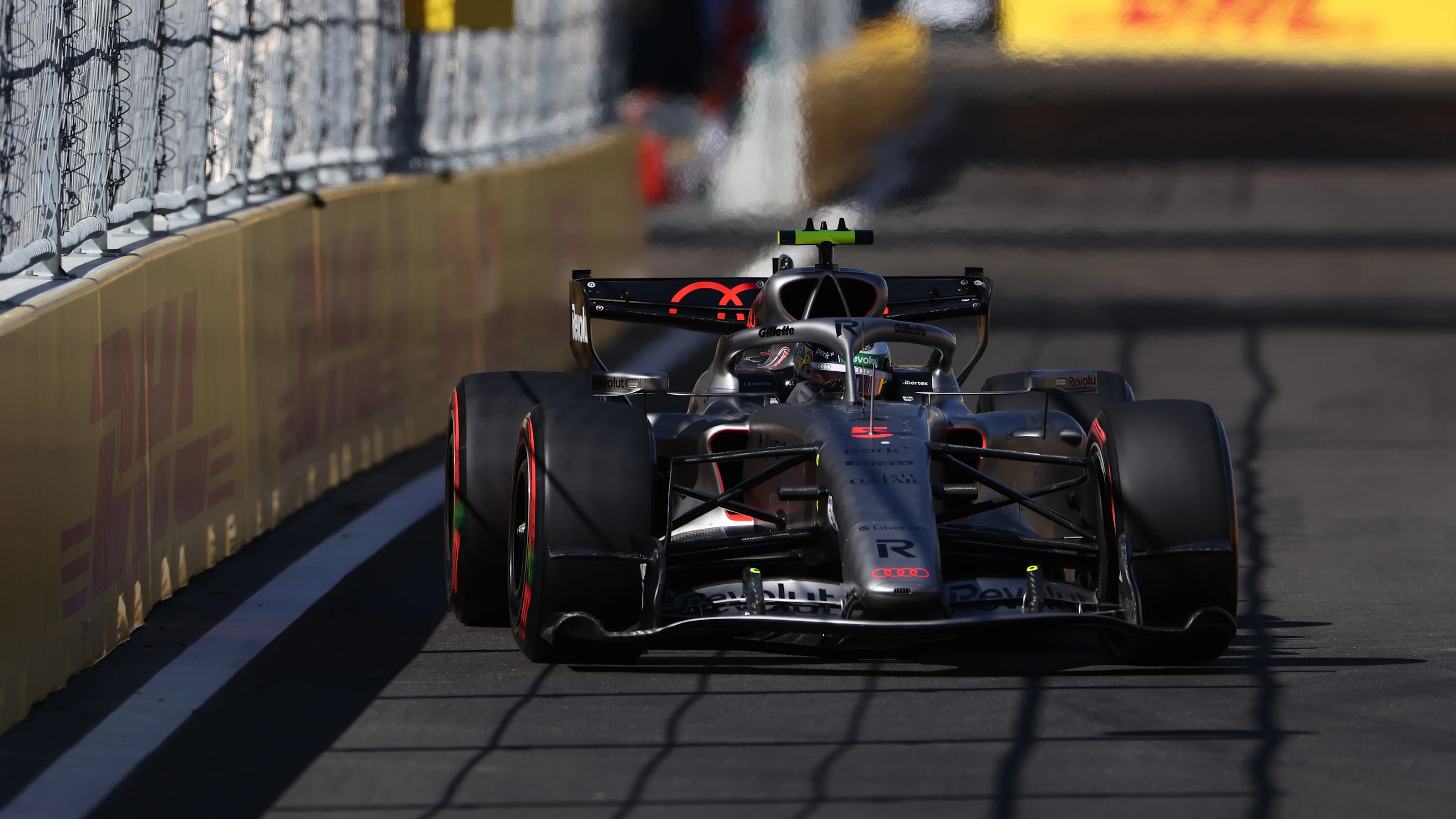 MADRID, SPAIN - SEPTEMBER 12: Gabriel Bortoleto of Brazil driving the (5) Audi F1 Team R26 on track