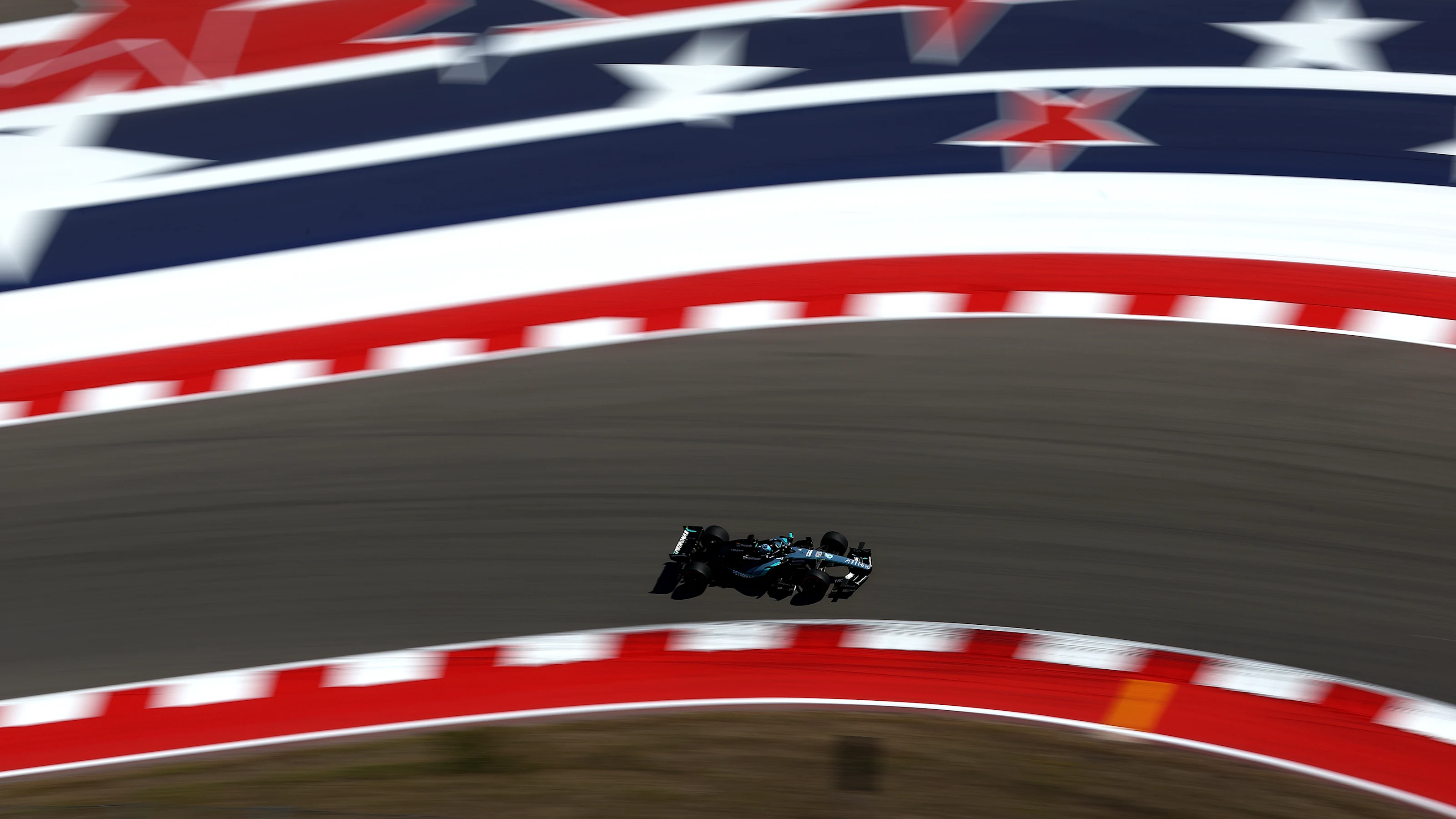 AUSTIN, TEXAS - OCTOBER 23: George Russell of Great Britain driving the (63) Mercedes AMG Petronas