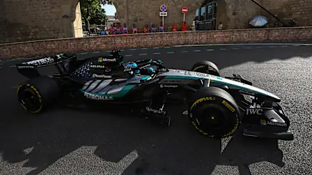 BAKU, AZERBAIJAN - SEPTEMBER 24: George Russell of Great Britain driving the (63) Mercedes AMG