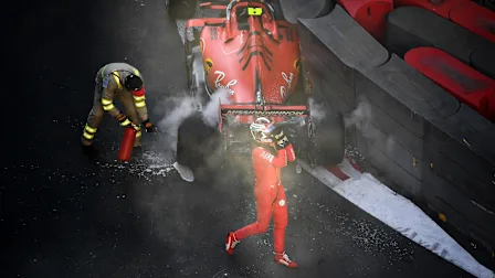 BAKU, AZERBAIJAN - APRIL 27: Charles Leclerc of Monaco and Ferrari walks from his car after