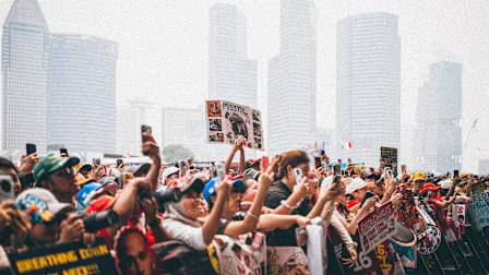 SINGAPORE, SINGAPORE - OCTOBER 09: (EDITORS NOTE: Image has been digitally enhanced.) Fans gathered