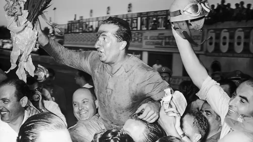 ITALY - CIRCA 1900:  Monza. Alberto Ascari After Victory In Grand Prix Of Italy  (Photo by
