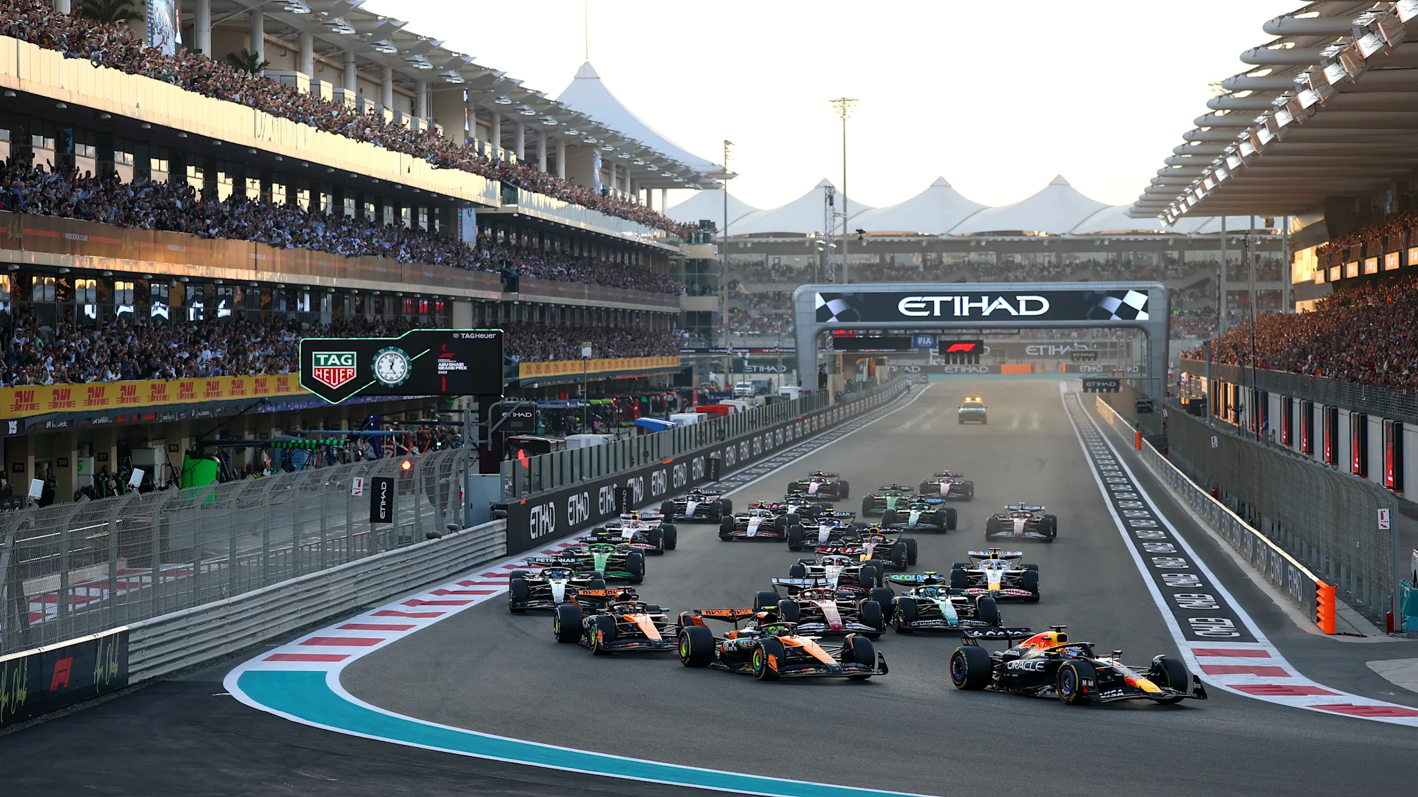 Official Formula 1 race-start image at Yas Marina Circuit