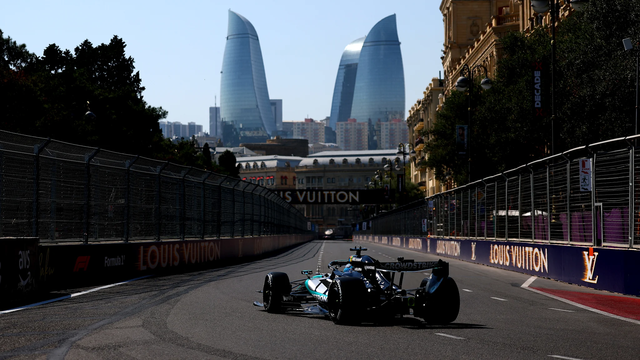 Russell leads Antonelli and Verstappen during FP2 in Baku