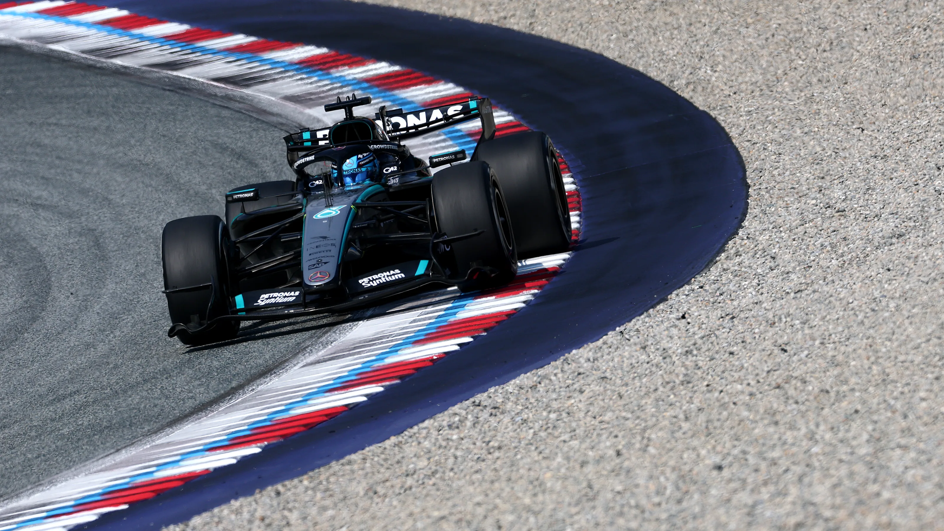 SPIELBERG, AUSTRIA - JUNE 28: George Russell of Great Britain driving the (63) Mercedes AMG
