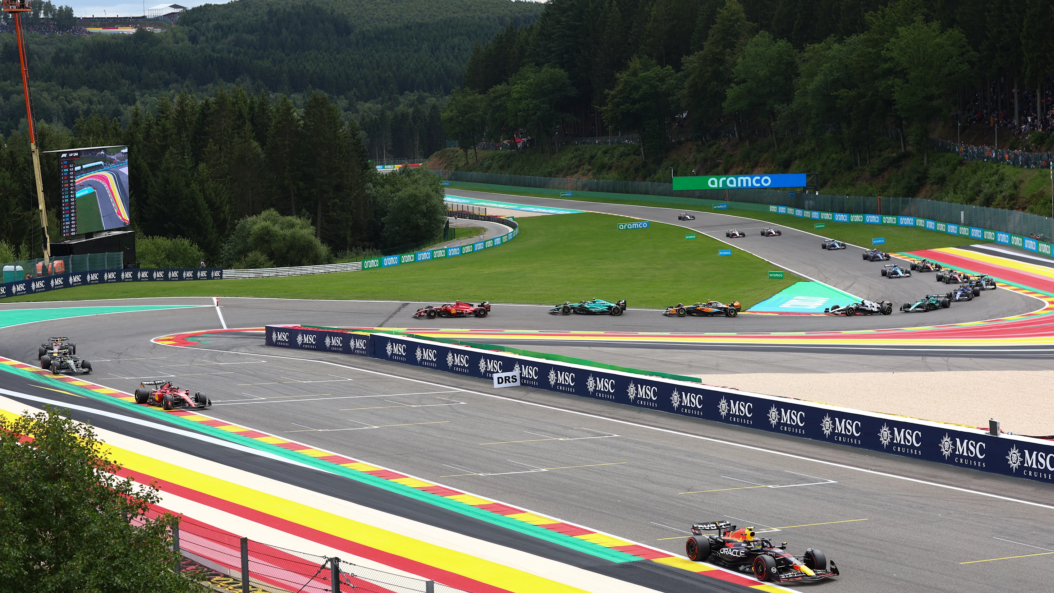 SPA, BELGIUM - JULY 30: Pierre Gasly of France driving the (10) Alpine F1 A523 Renault leads Yuki