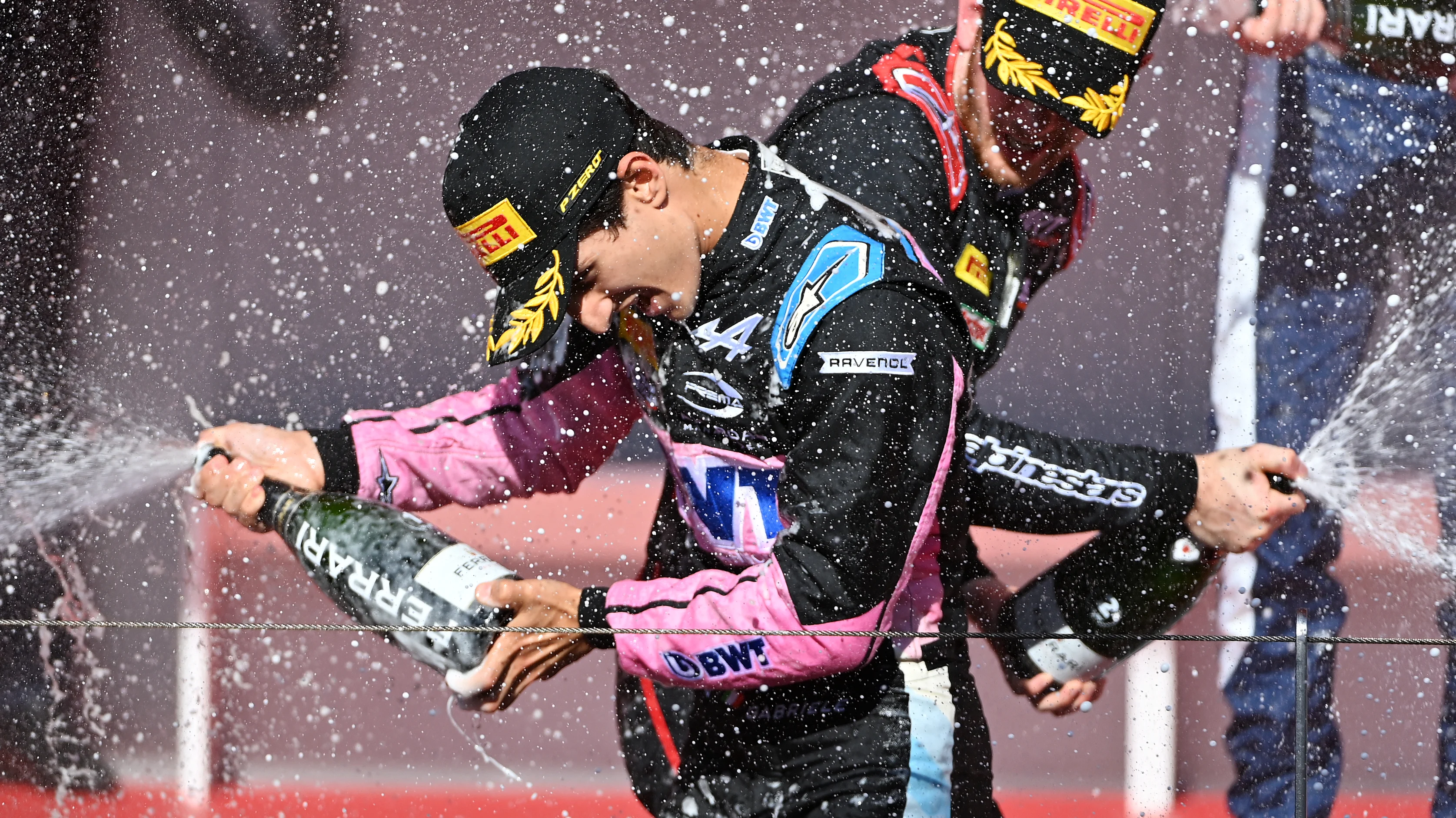 MONTE-CARLO, MONACO - MAY 26: Race winner Gabriele Mini of Italy and PREMA Racing (2) celebrates on