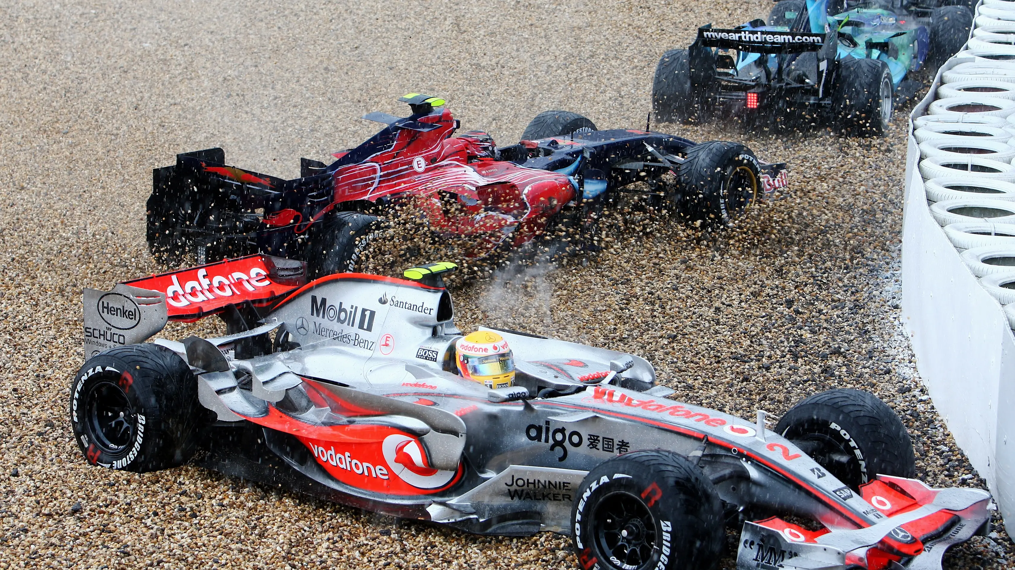 NURBURG, GERMANY - JULY 22: (Bottom-Top) Lewis Hamilton of Great Britain and McLaren Mercedes,