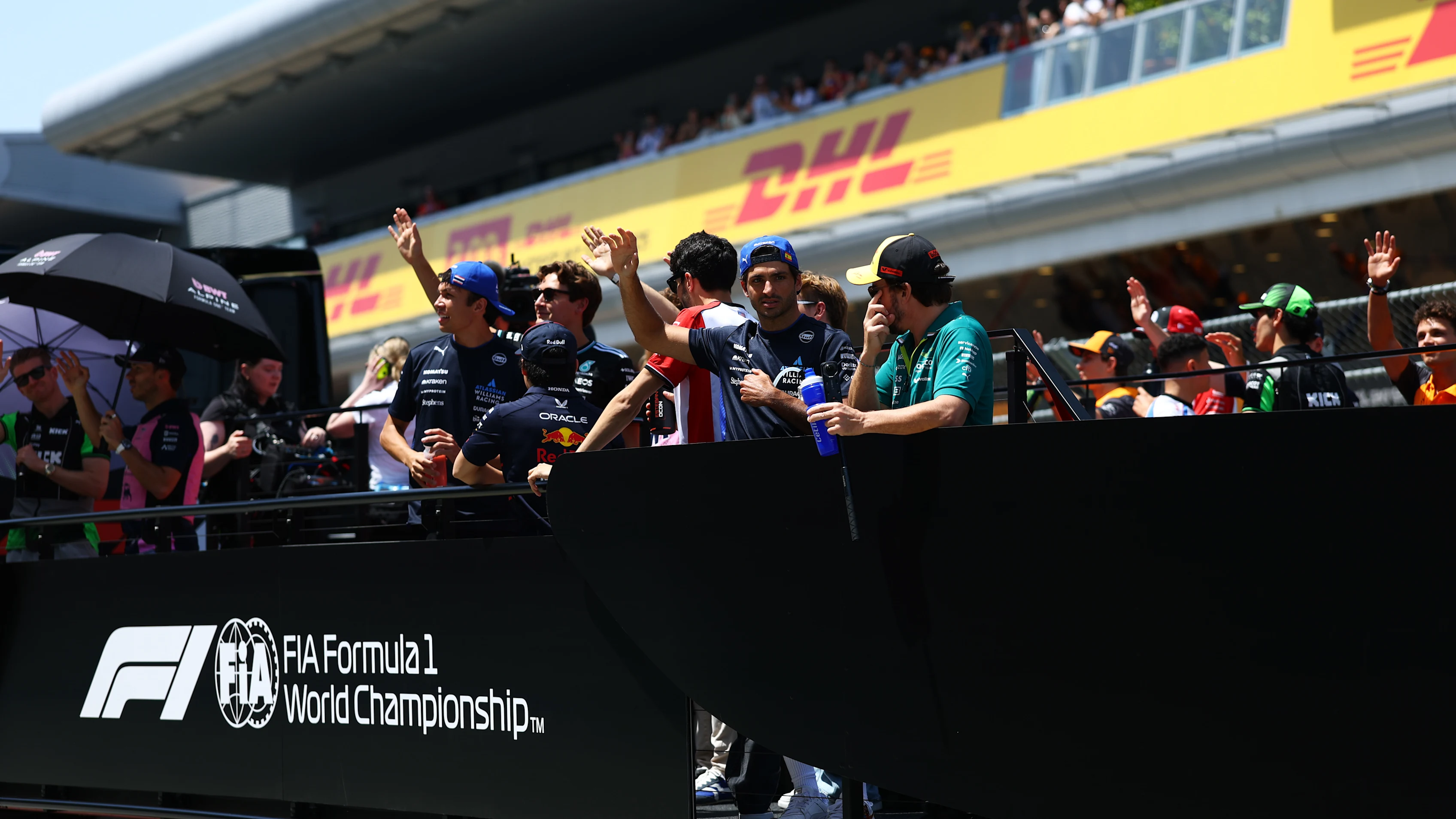 BARCELONA, SPAIN - JUNE 01: The drivers parade prior to the F1 Grand Prix of Spain at Circuit de