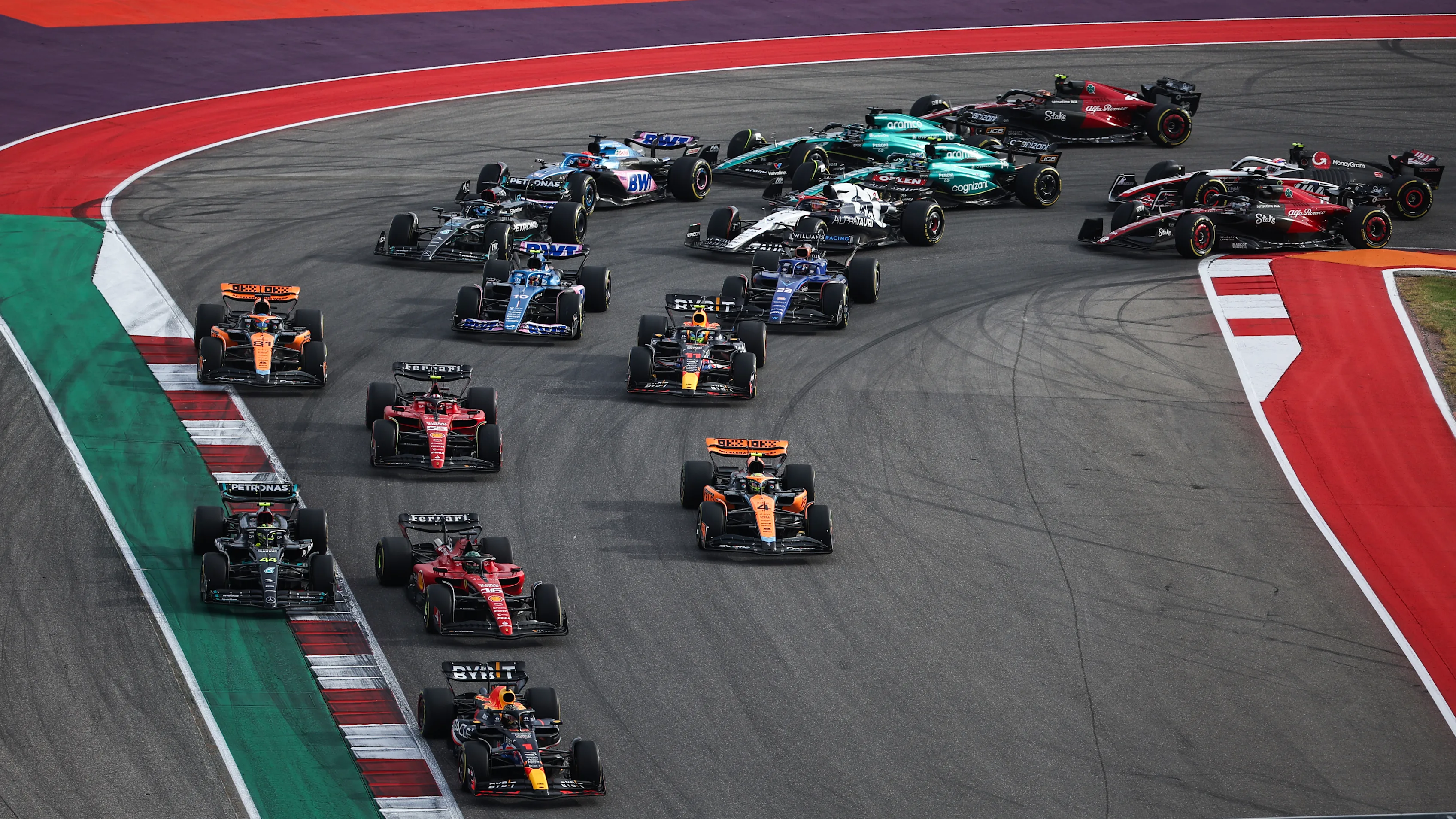 AUSTIN, TEXAS - OCTOBER 21: Max Verstappen of the Netherlands driving the (1) Oracle Red Bull