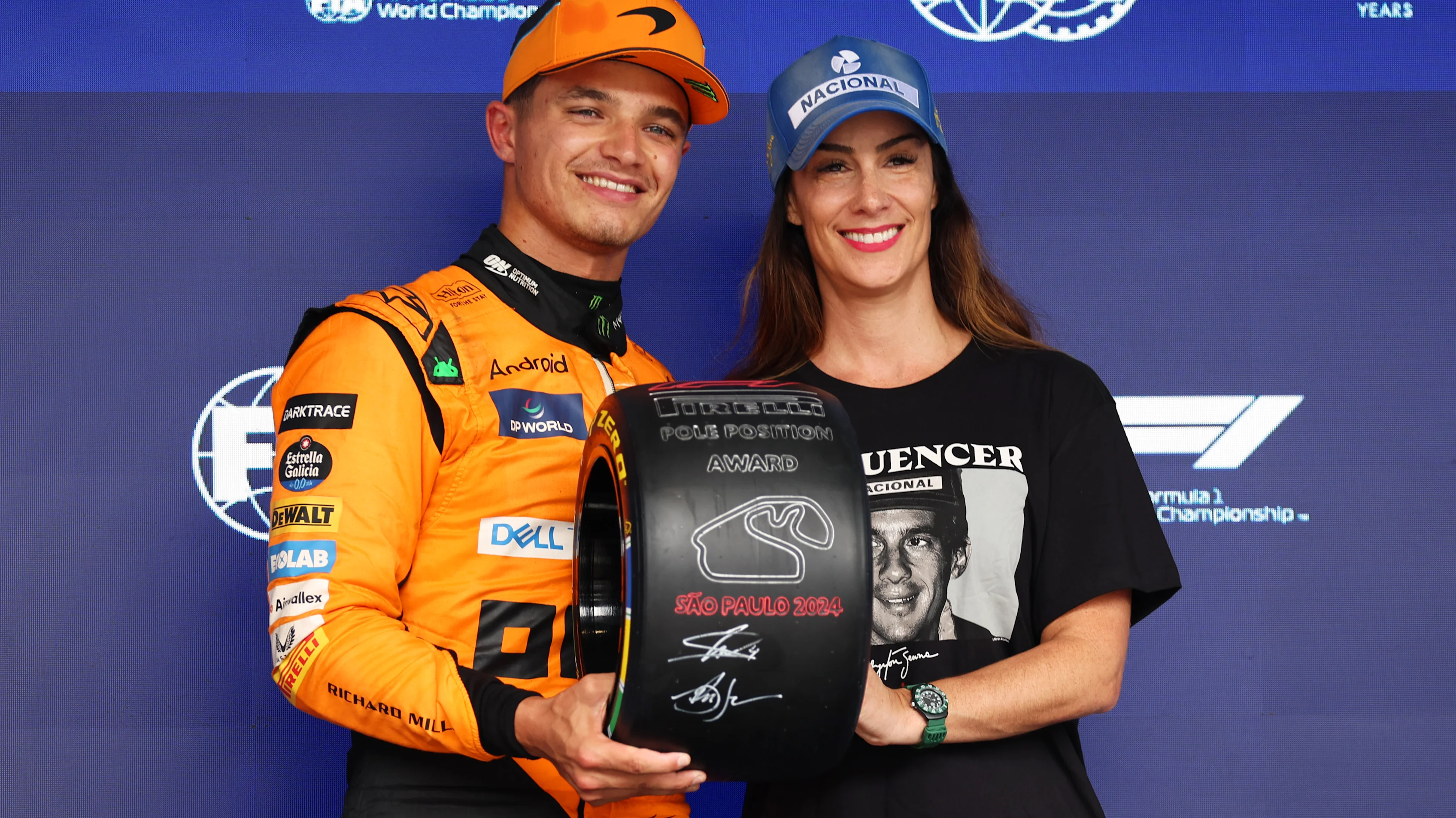 SAO PAULO, BRAZIL - NOVEMBER 03: Pole position qualifier Lando Norris of Great Britain and McLaren