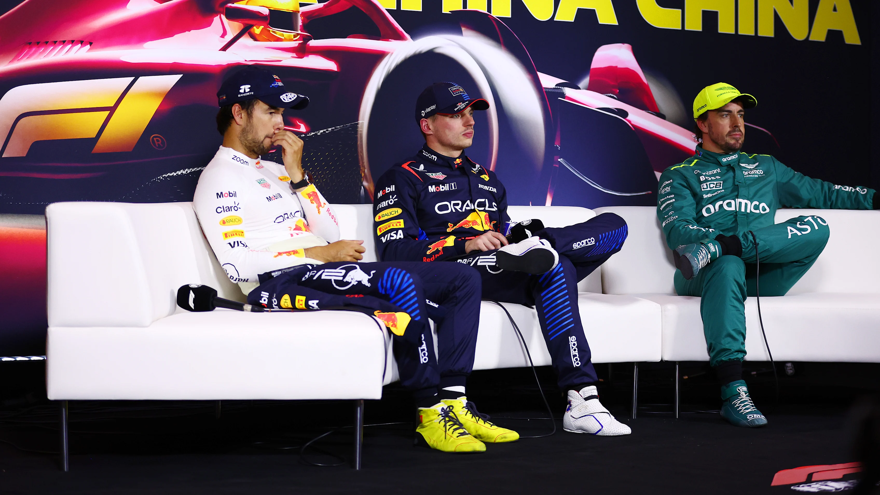 SHANGHAI, CHINA - APRIL 20: Pole position qualifier Max Verstappen of the Netherlands and Oracle