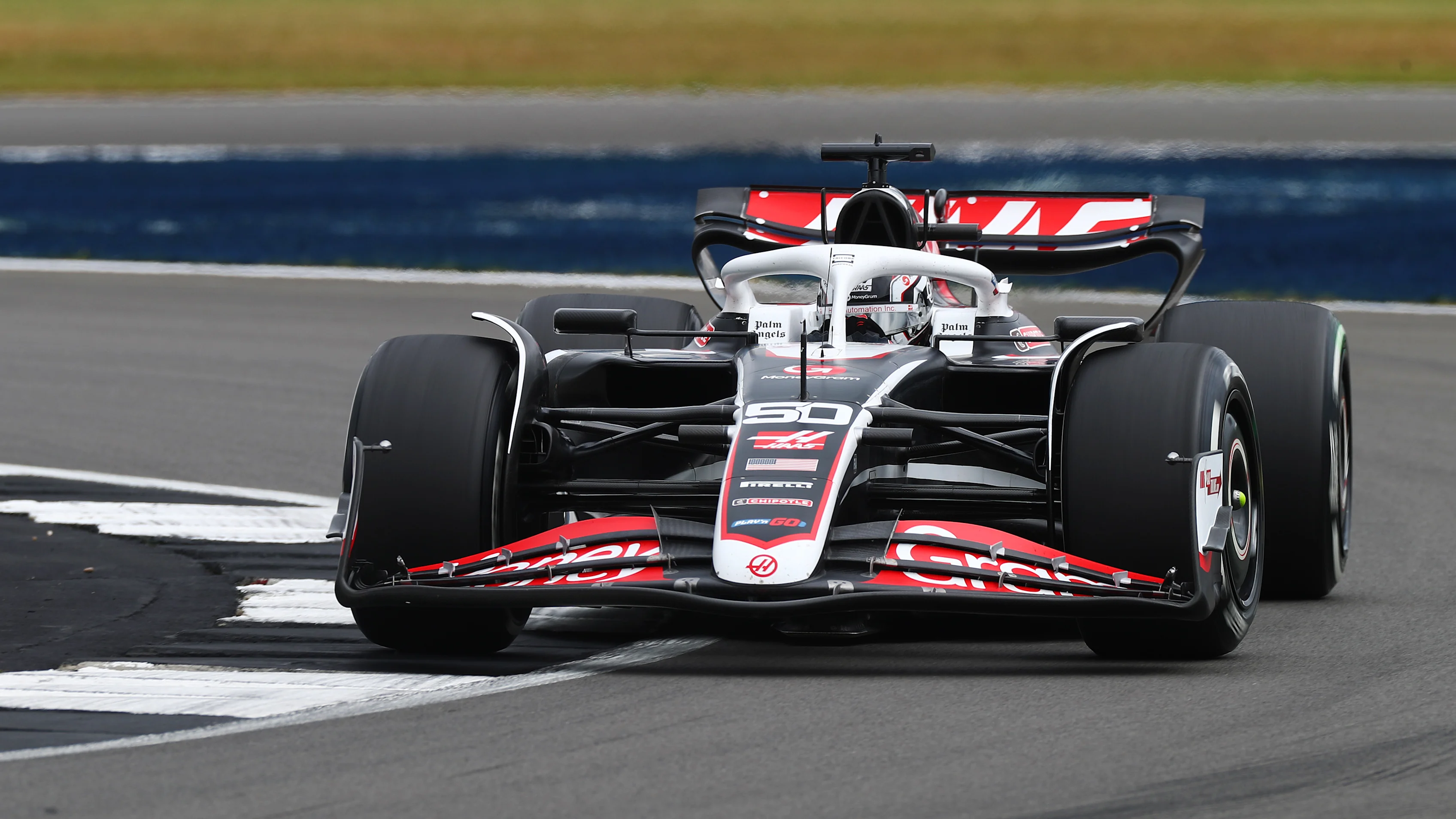 NORTHAMPTON, ENGLAND - JULY 05: Oliver Bearman of Great Britain driving the (50) Haas F1 VF-24