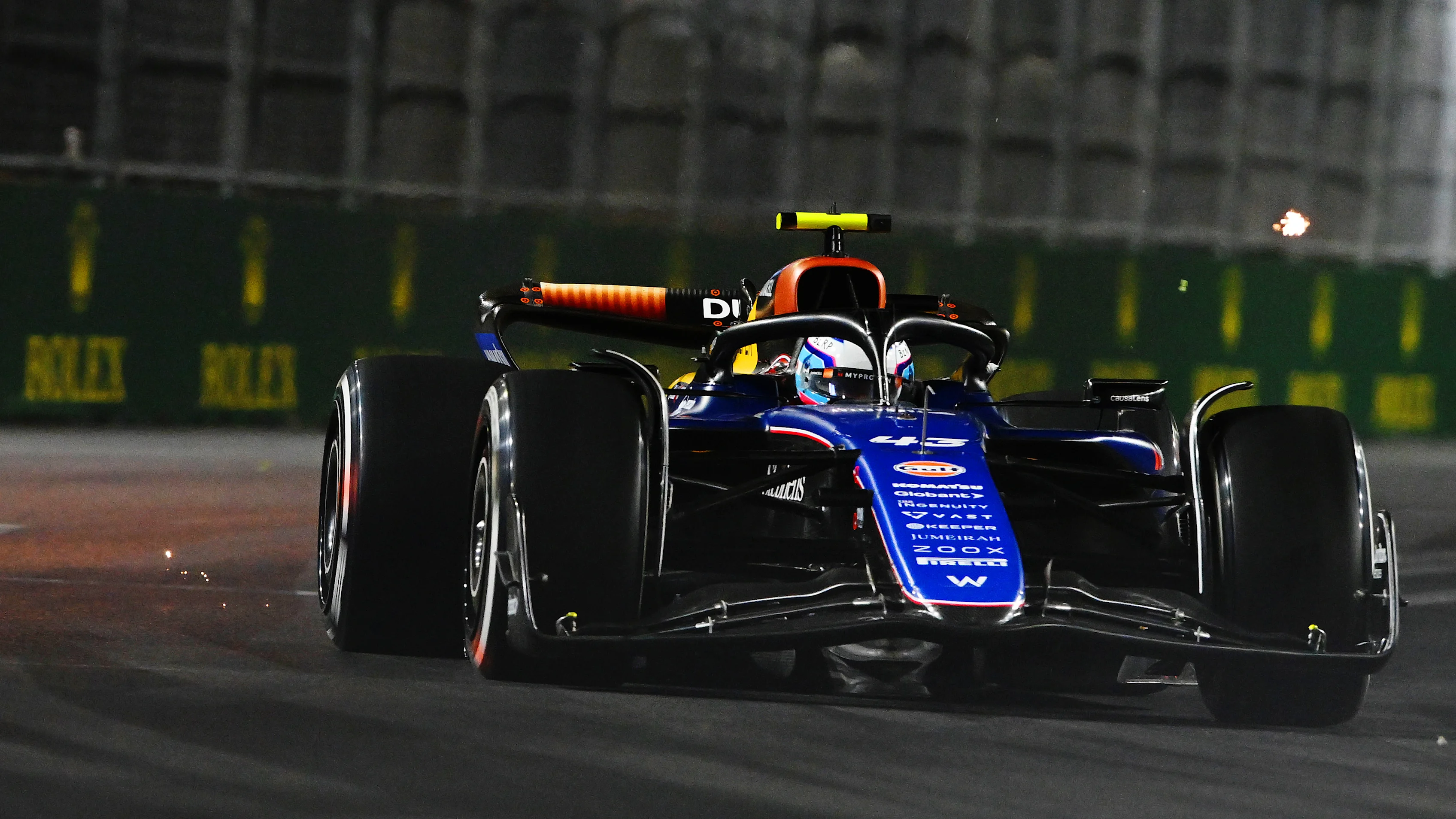 LAS VEGAS, NEVADA - NOVEMBER 23: Franco Colapinto of Argentina driving the (43) Williams FW46
