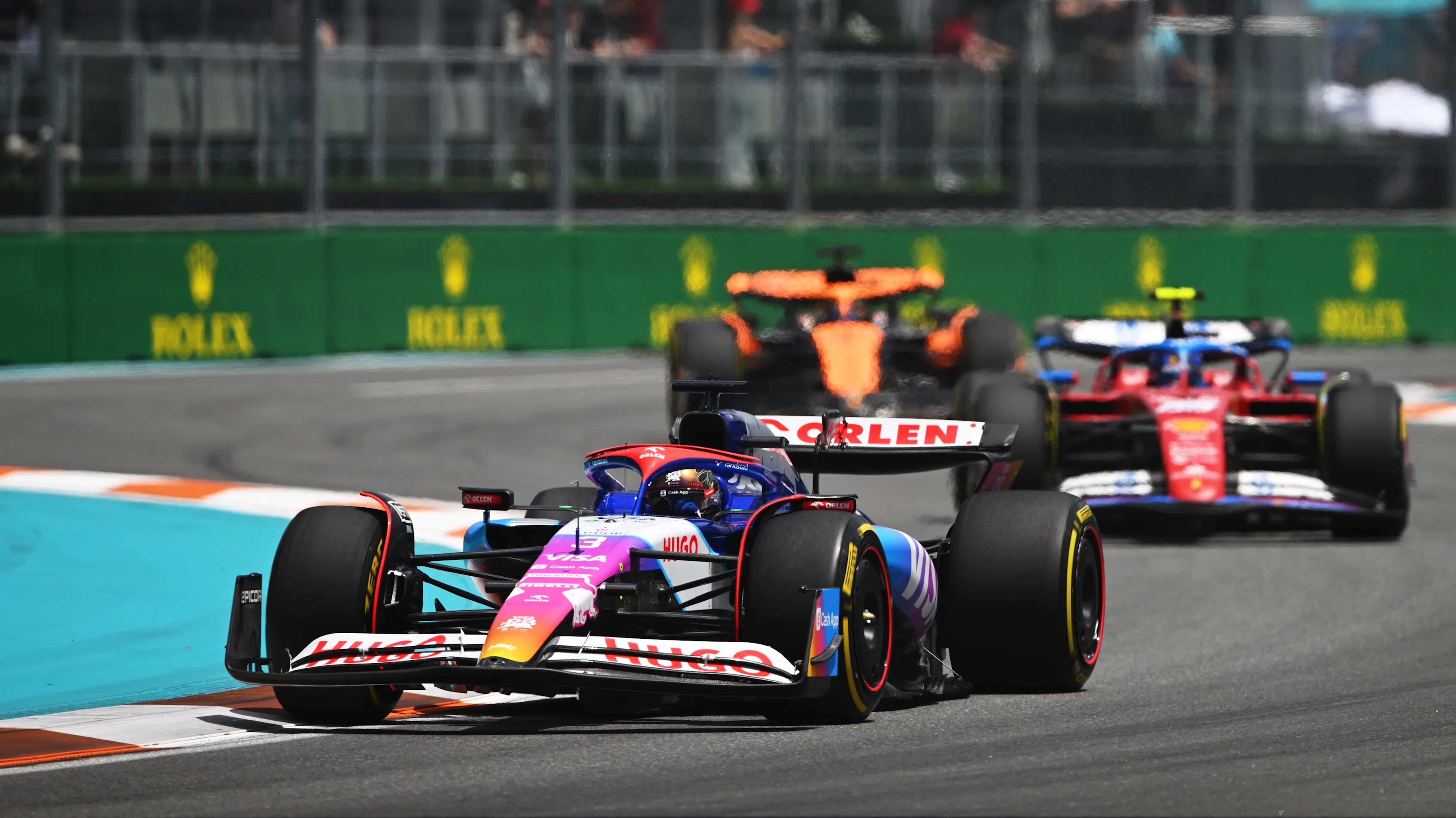 MIAMI, FLORIDA - MAY 04: Daniel Ricciardo of Australia driving the (3) Visa Cash App RB VCARB 01 on