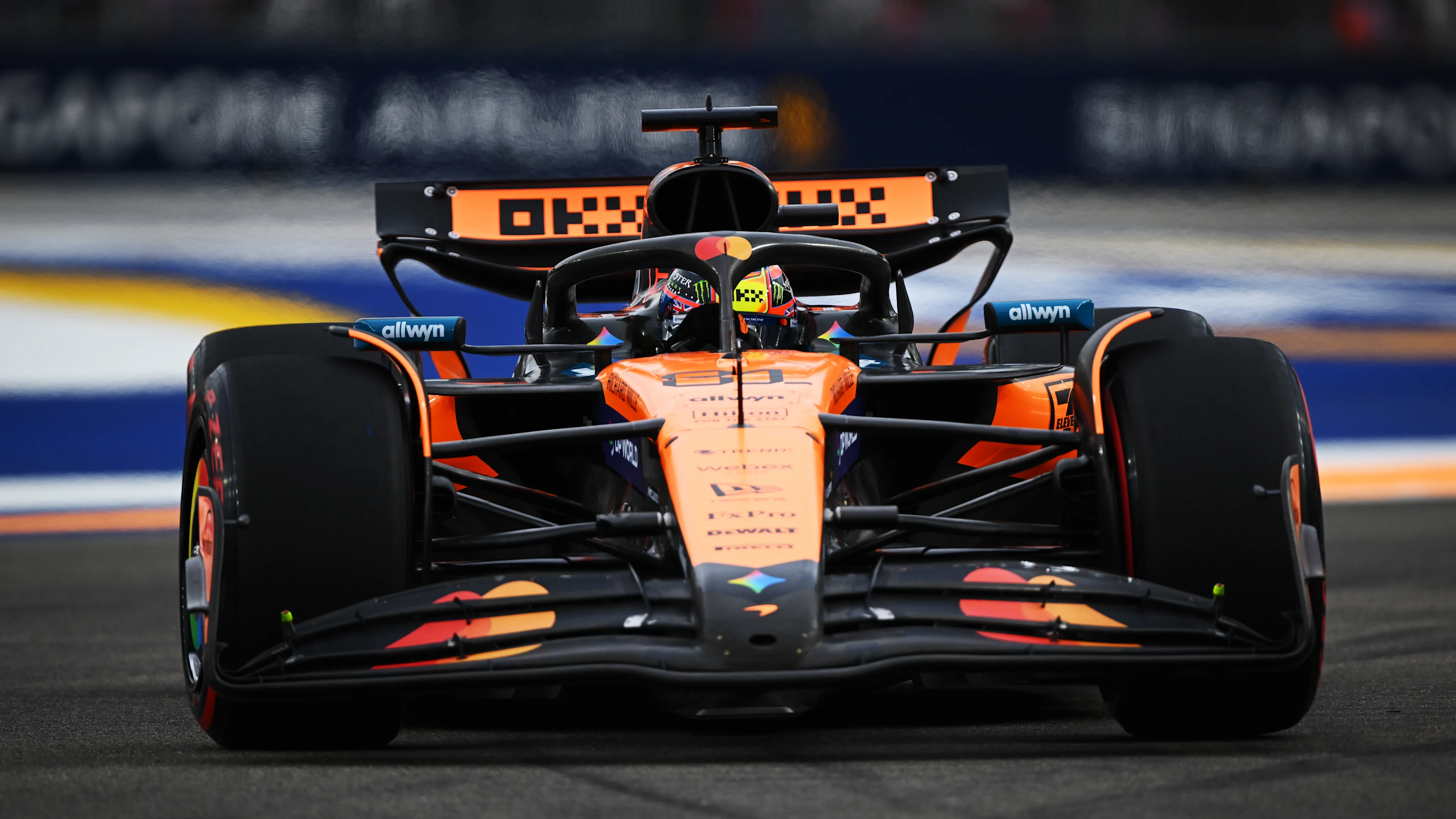 SINGAPORE, SINGAPORE - OCTOBER 03: Oscar Piastri of Australia driving the (81) McLaren MCL39