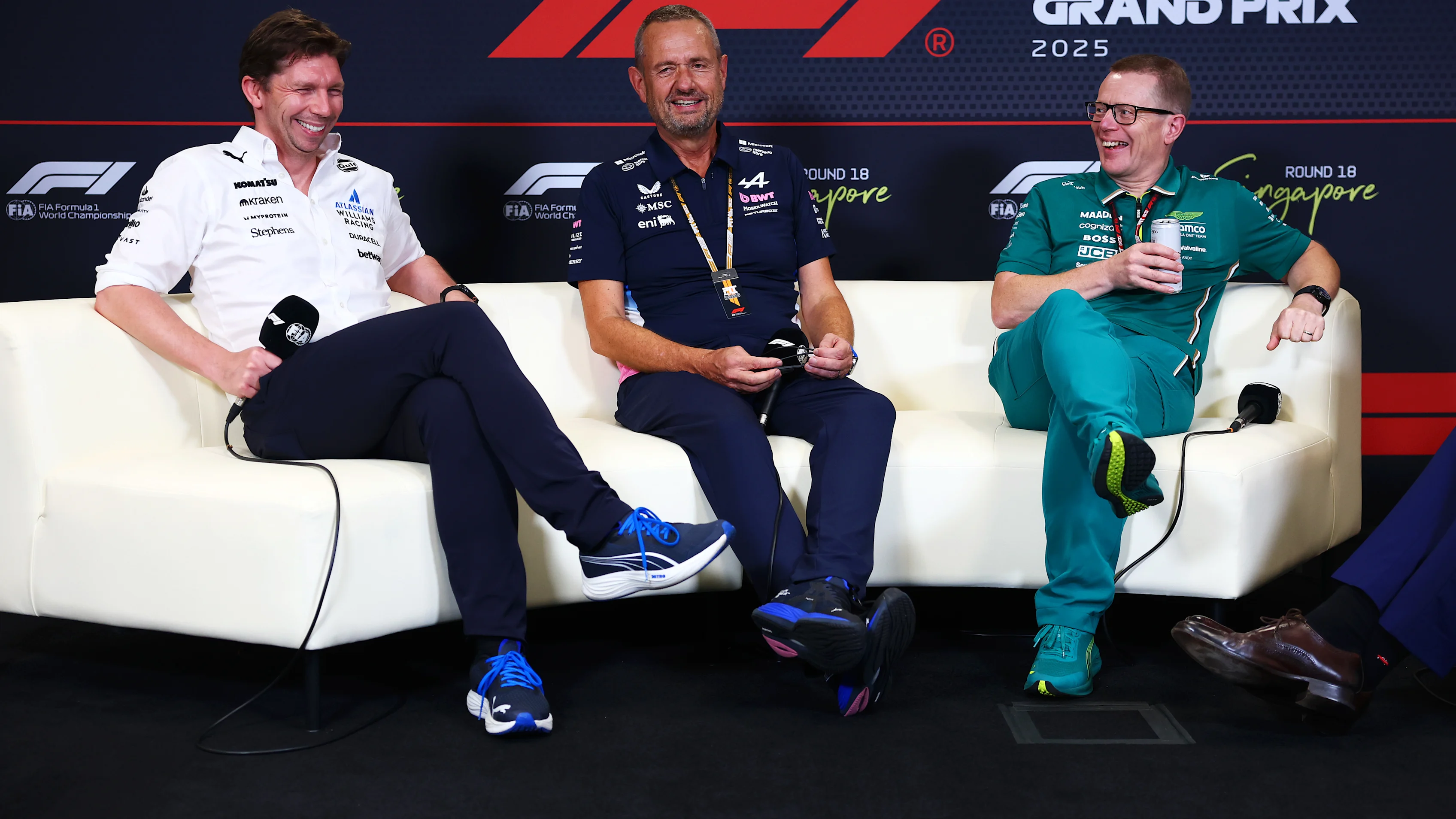 SINGAPORE, SINGAPORE - OCTOBER 03: James Vowles, Team Principal of Williams Steve Nielsen, Managing