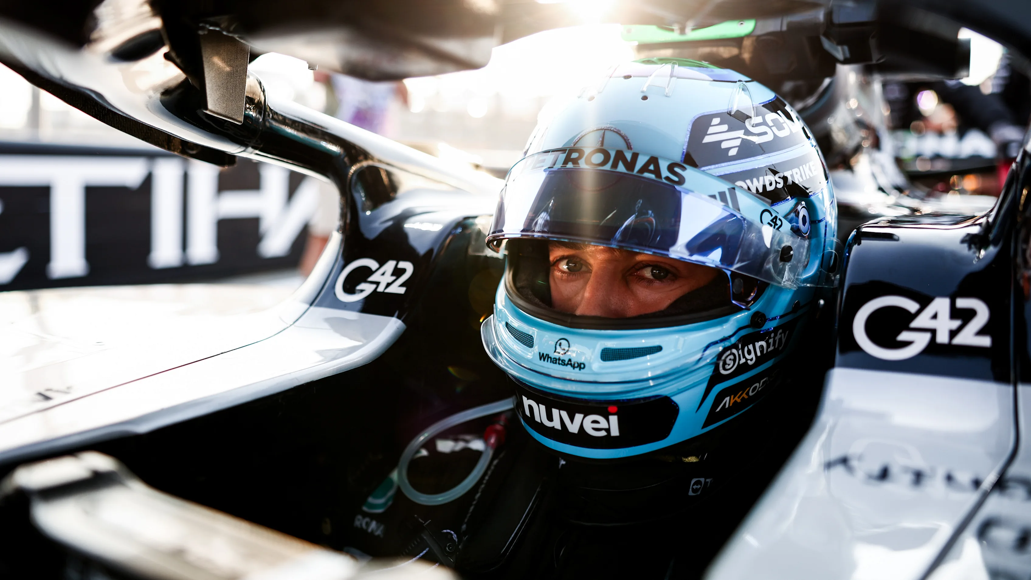 ABU DHABI, UNITED ARAB EMIRATES - DECEMBER 07: George Russell of Great Britain and Mercedes AMG