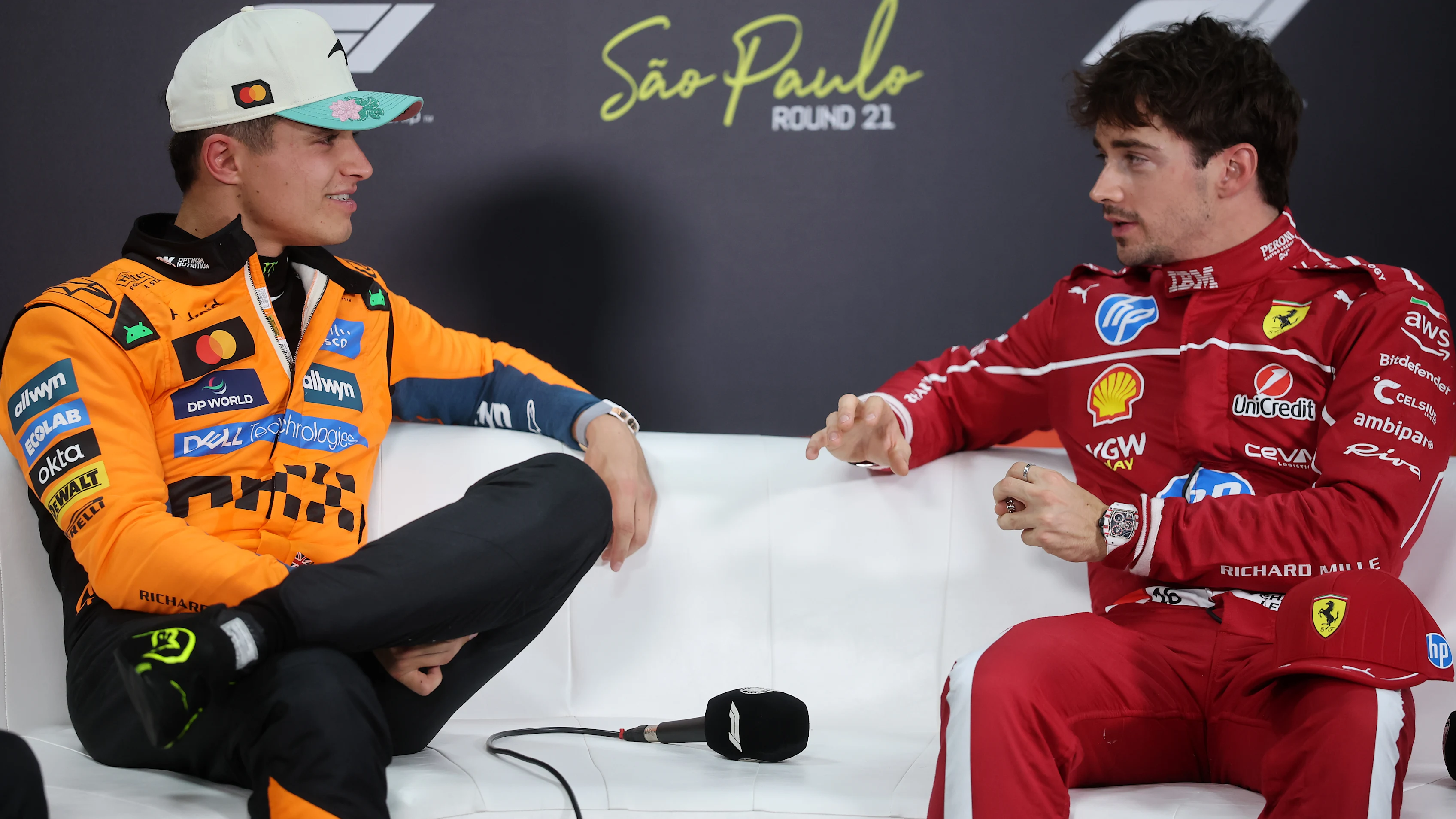 SAO PAULO, BRAZIL - NOVEMBER 08: Pole position qualifier Lando Norris of Great Britain and McLaren
