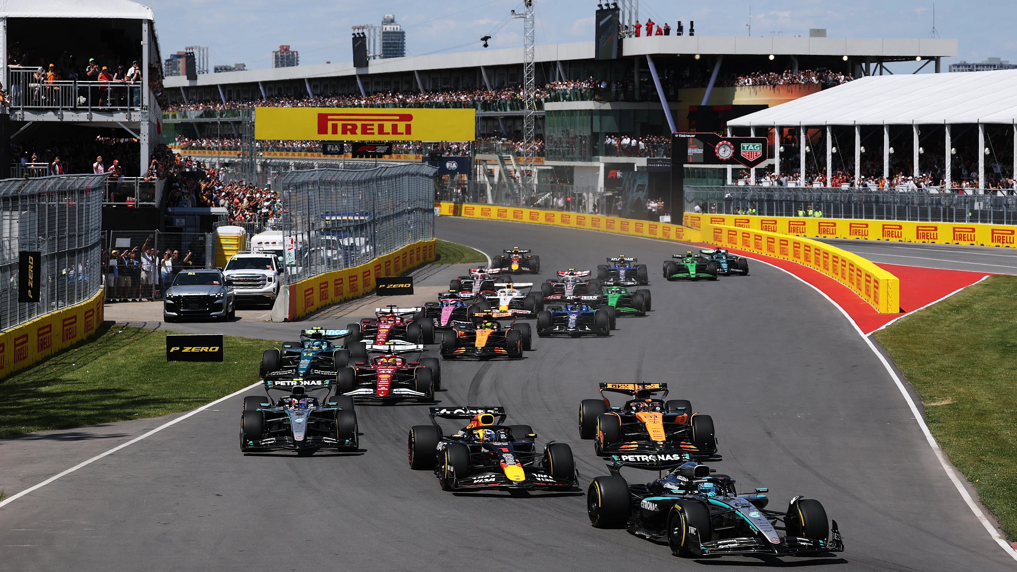 MONTREAL, QUEBEC - JUNE 15: George Russell of Great Britain driving the (63) Mercedes AMG Petronas