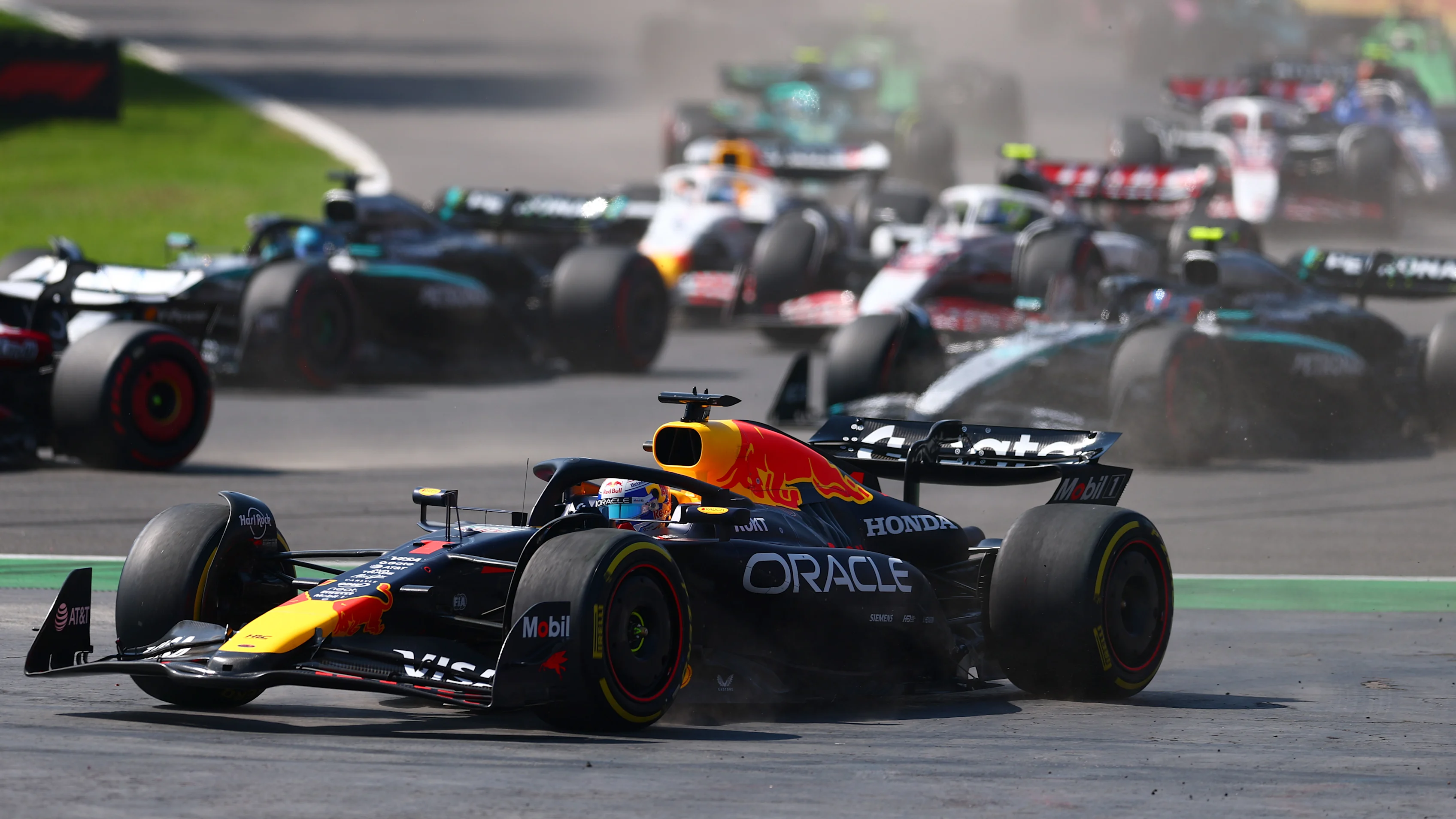MEXICO CITY, MEXICO - OCTOBER 26: Max Verstappen of the Netherlands driving the (1) Oracle Red Bull