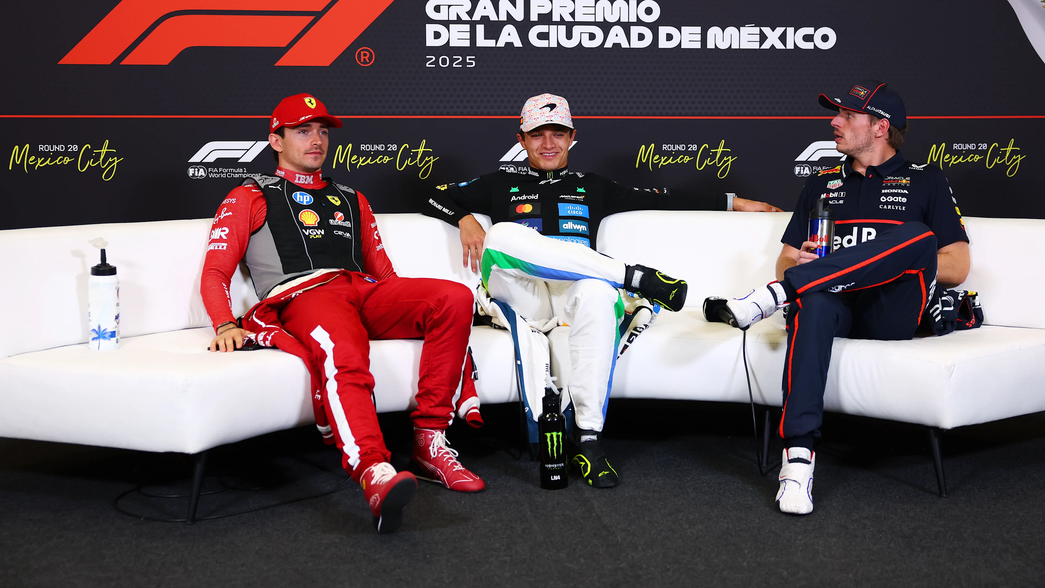 MEXICO CITY, MEXICO - OCTOBER 26: Race winner Lando Norris of Great Britain and McLaren Second
