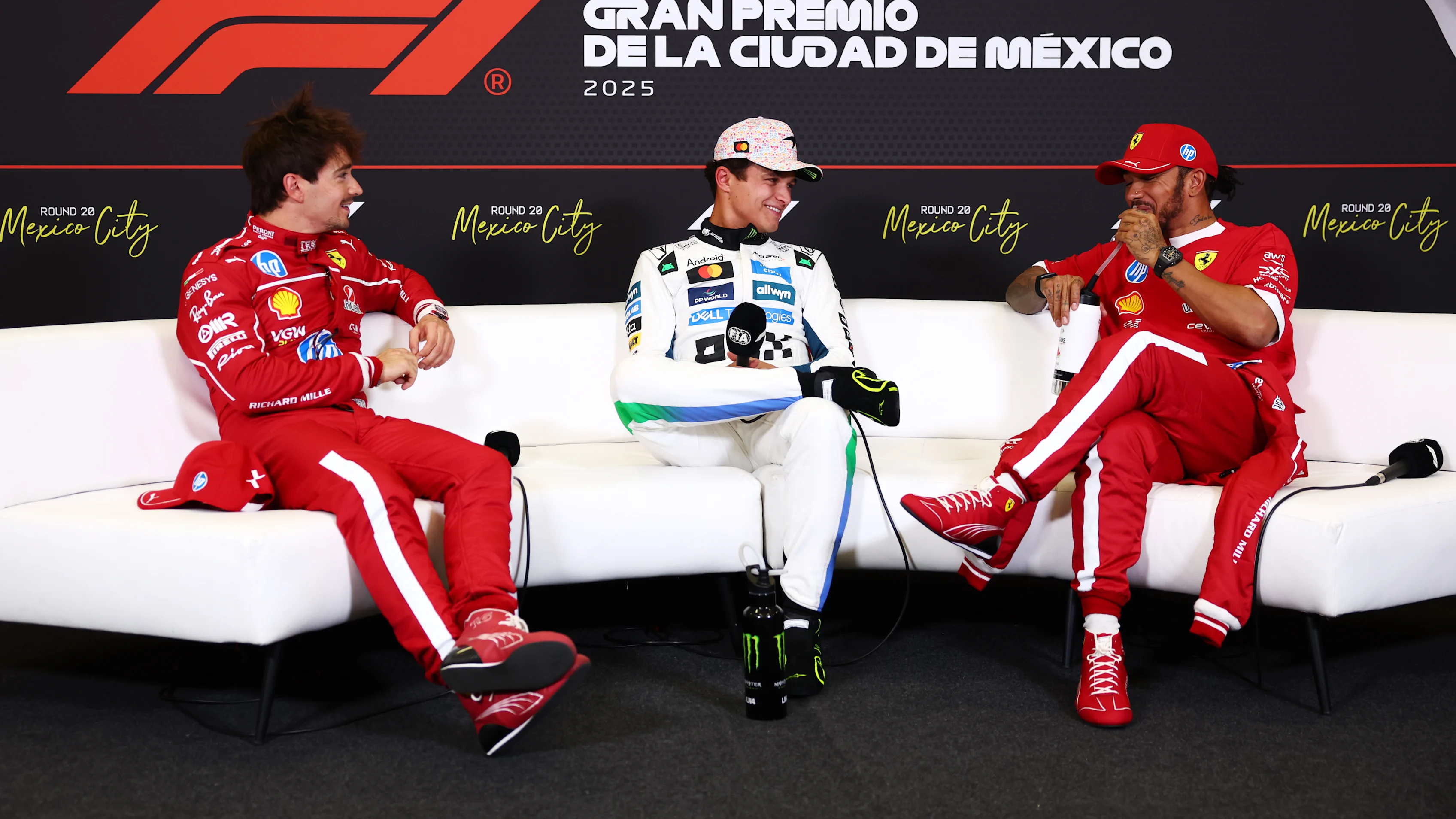 MEXICO CITY, MEXICO - OCTOBER 25: Pole position qualifier Lando Norris of Great Britain and McLaren