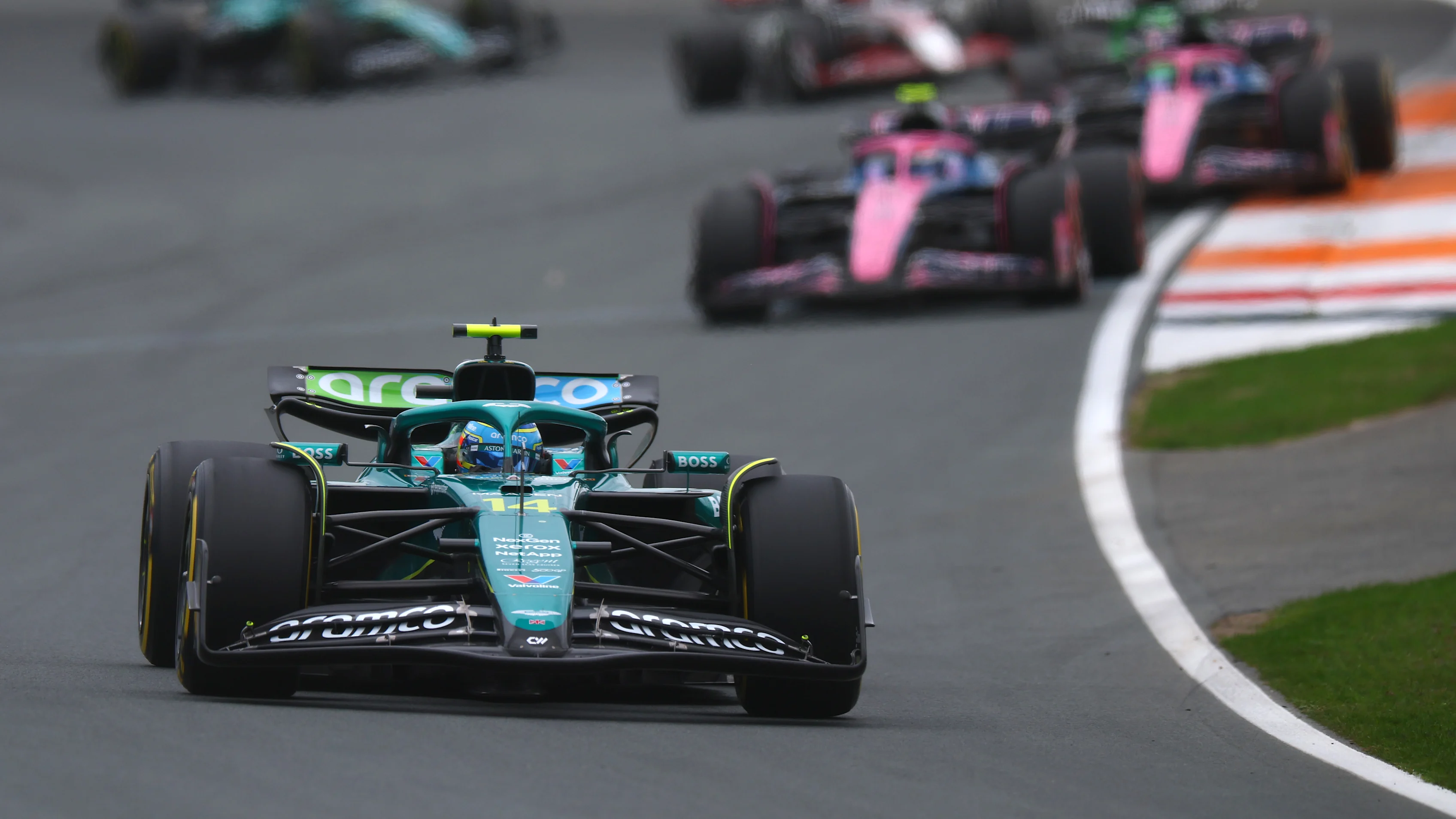 ZANDVOORT, NETHERLANDS - AUGUST 31: Fernando Alonso of Spain driving the (14) Aston Martin F1 Team