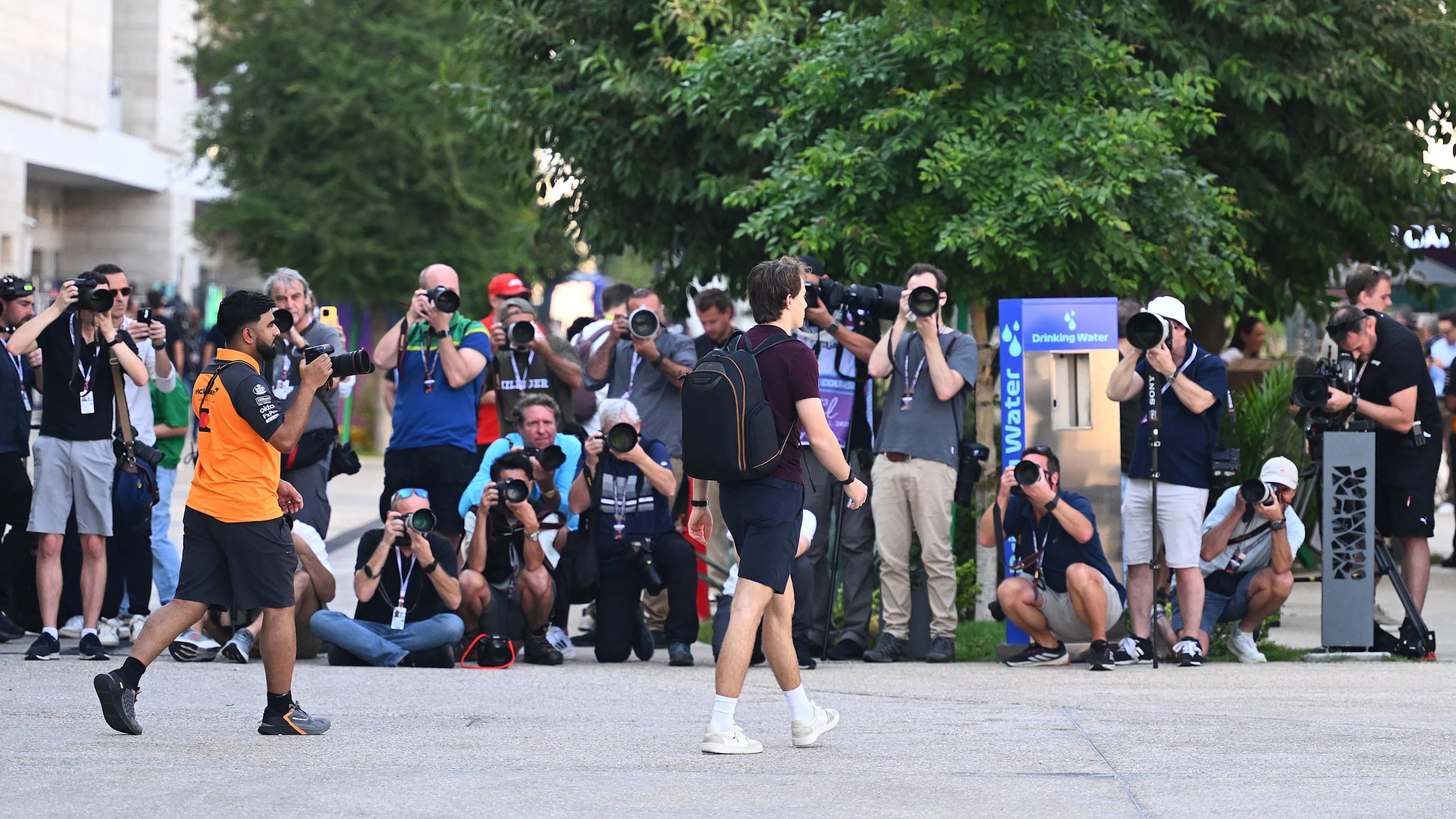 LUSAIL CITY, QATAR - NOVEMBER 27: Oscar Piastri of Australia and McLaren arrives in the Paddock