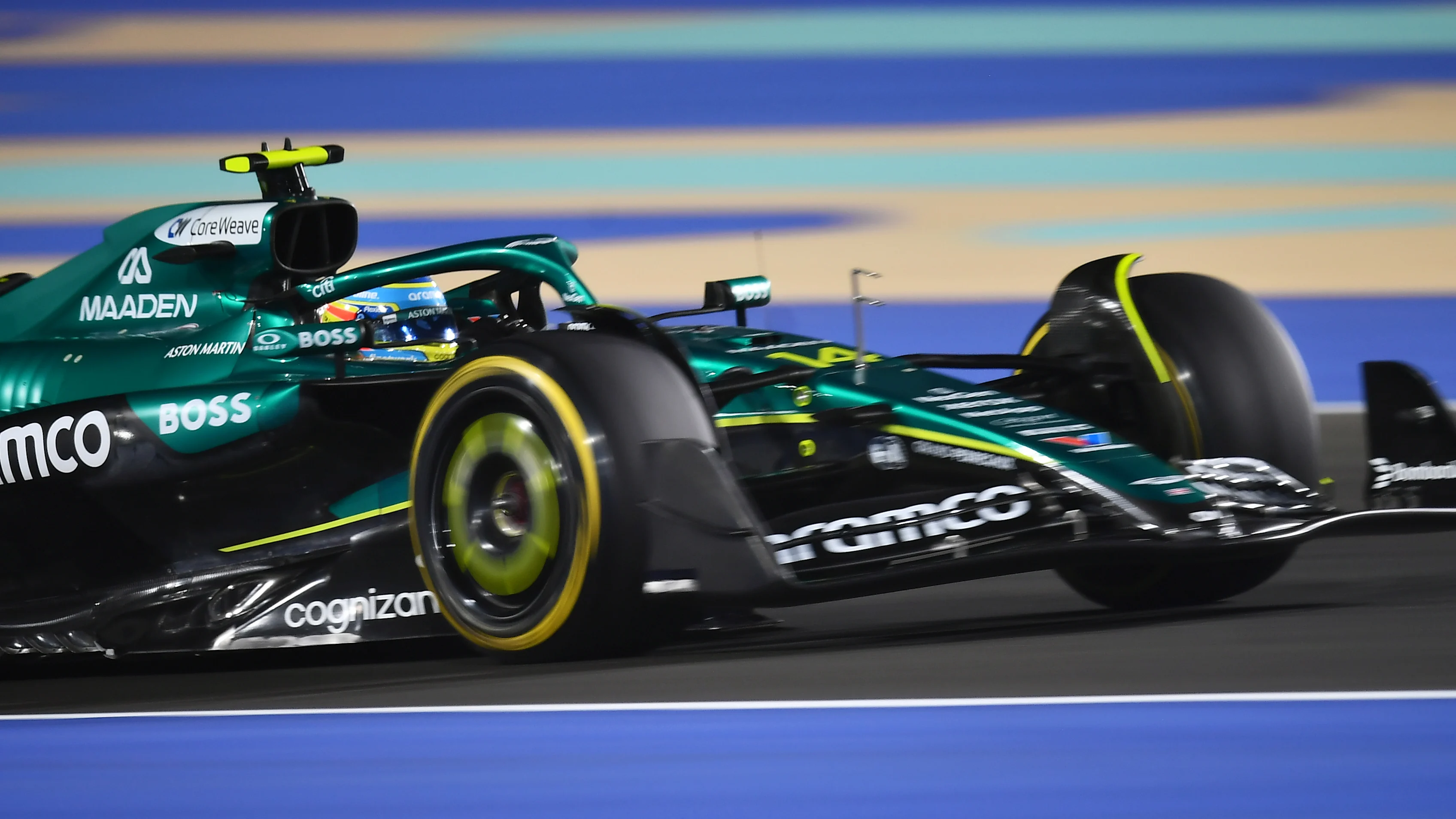 LUSAIL CITY, QATAR - NOVEMBER 29: Fernando Alonso of Spain driving the (14) Aston Martin F1 Team AMR25 Mercedes on track during the Sprint ahead of the F1 Grand Prix of Qatar at Lusail International Circuit on November 29, 2025 in Lusail City, Qatar. (Photo by James Sutton - Formula 1/Formula 1 via Getty Images)