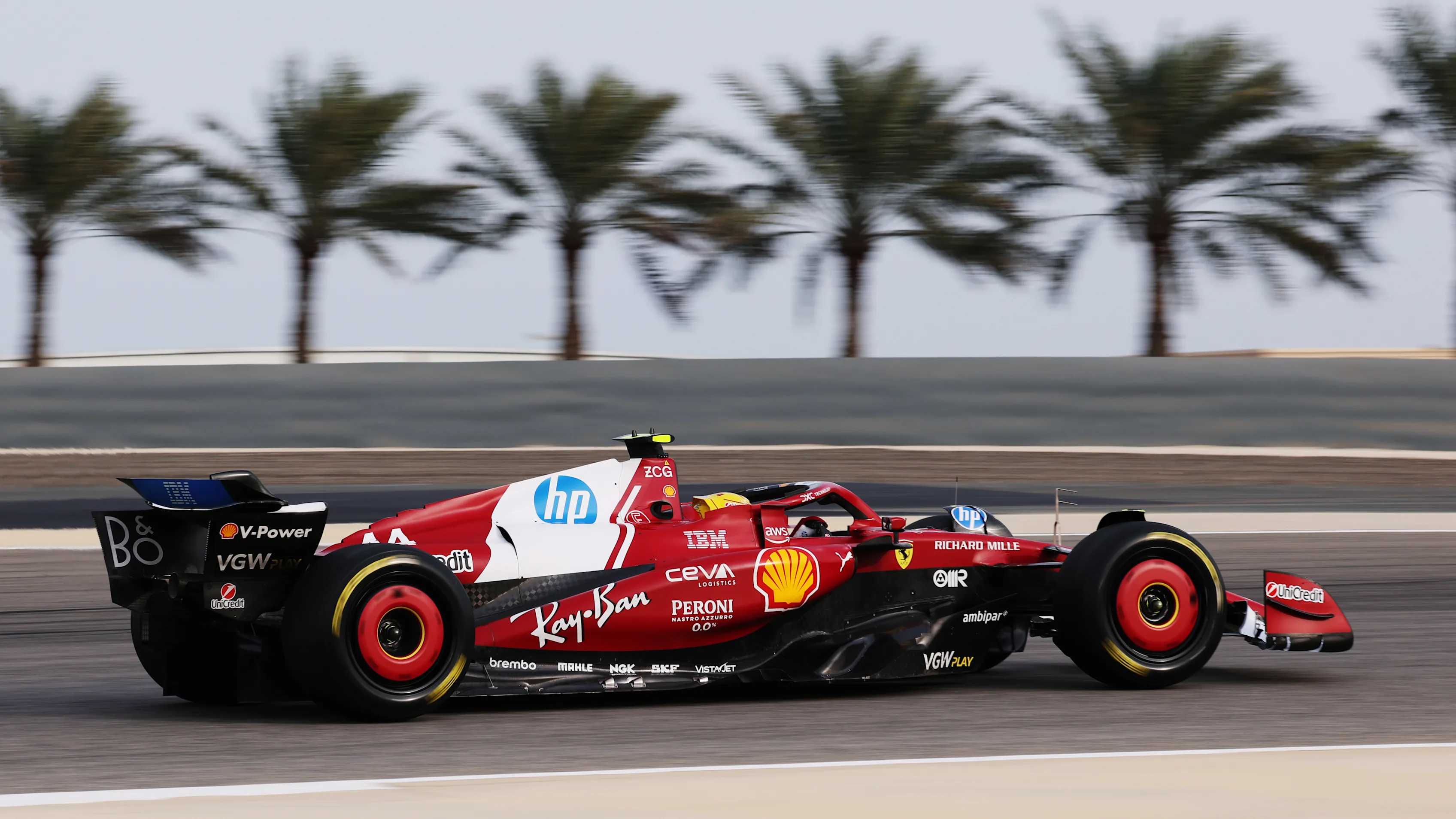 BAHRAIN, BAHRAIN - FEBRUARY 28: Lewis Hamilton of Great Britain driving the (44) Scuderia Ferrari
