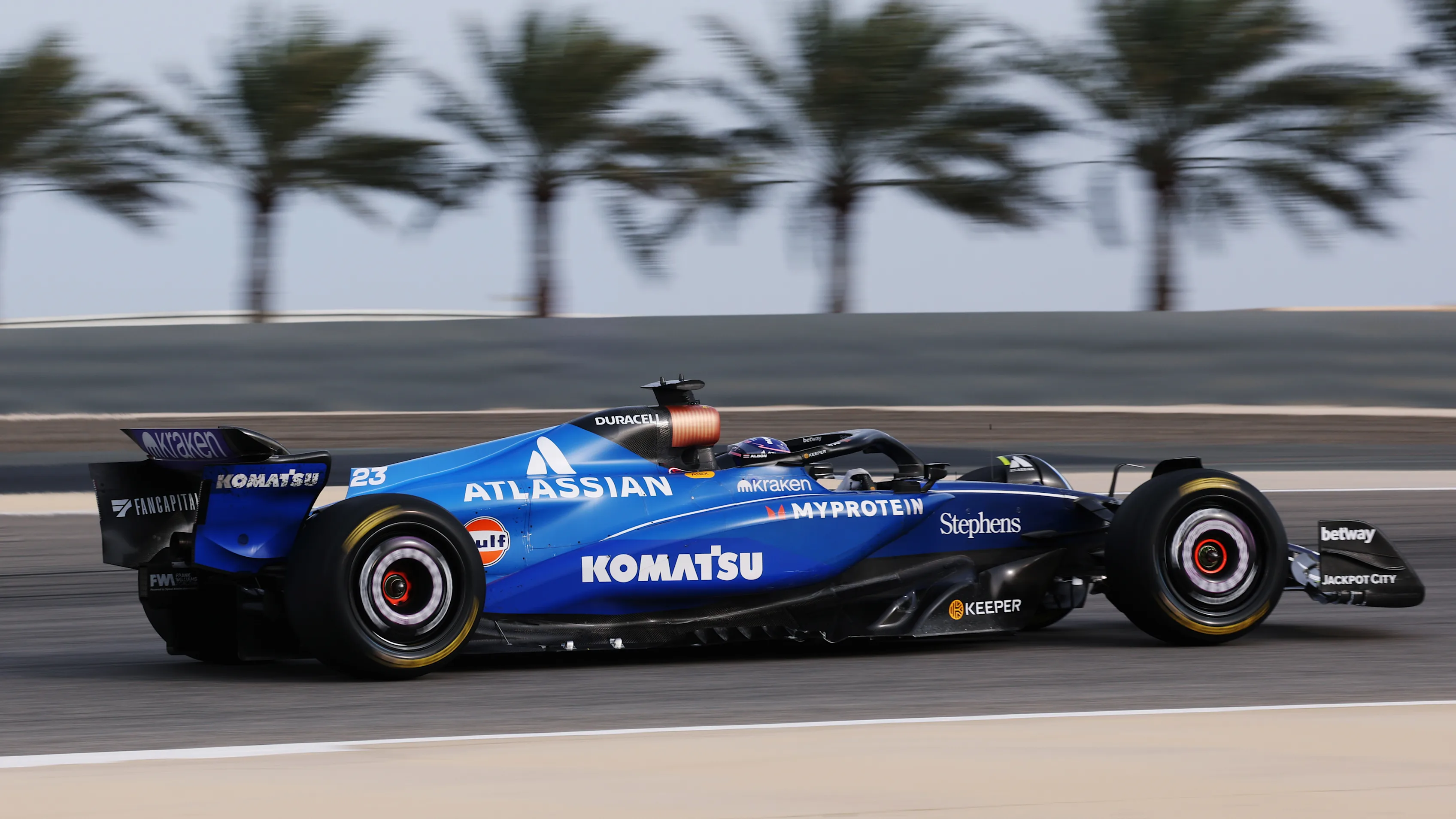 BAHRAIN, BAHRAIN - FEBRUARY 28: Alexander Albon of Thailand driving the (23) Williams FW47 Mercedes