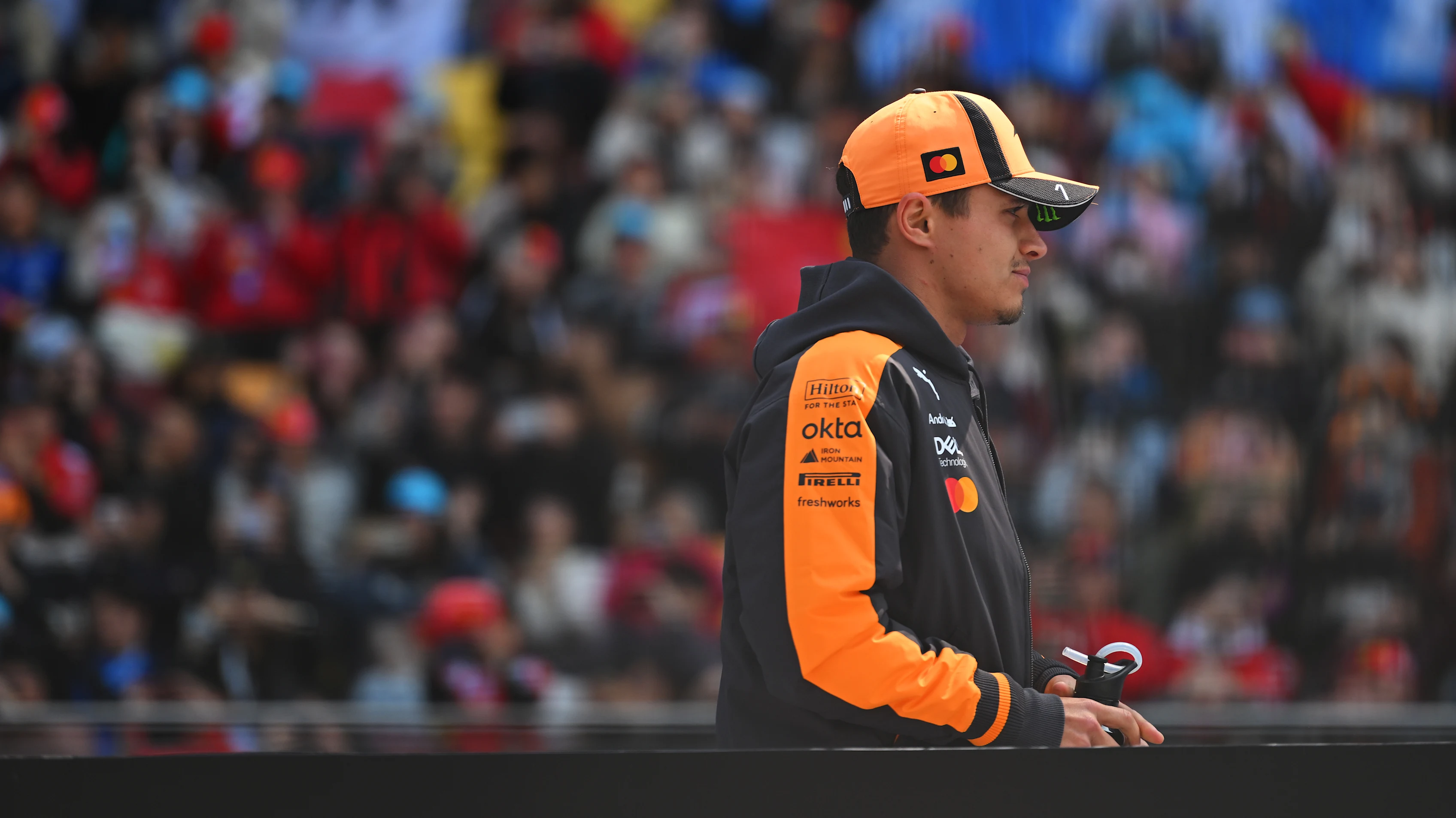 SHANGHAI, CHINA - MARCH 15: Lando Norris of Great Britain and McLaren on the drivers parade prior to the F1 Grand Prix of China at Shanghai International Circuit on March 15, 2026 in Shanghai, China. (Photo by Rudy Carezzevoli/Getty Images)
