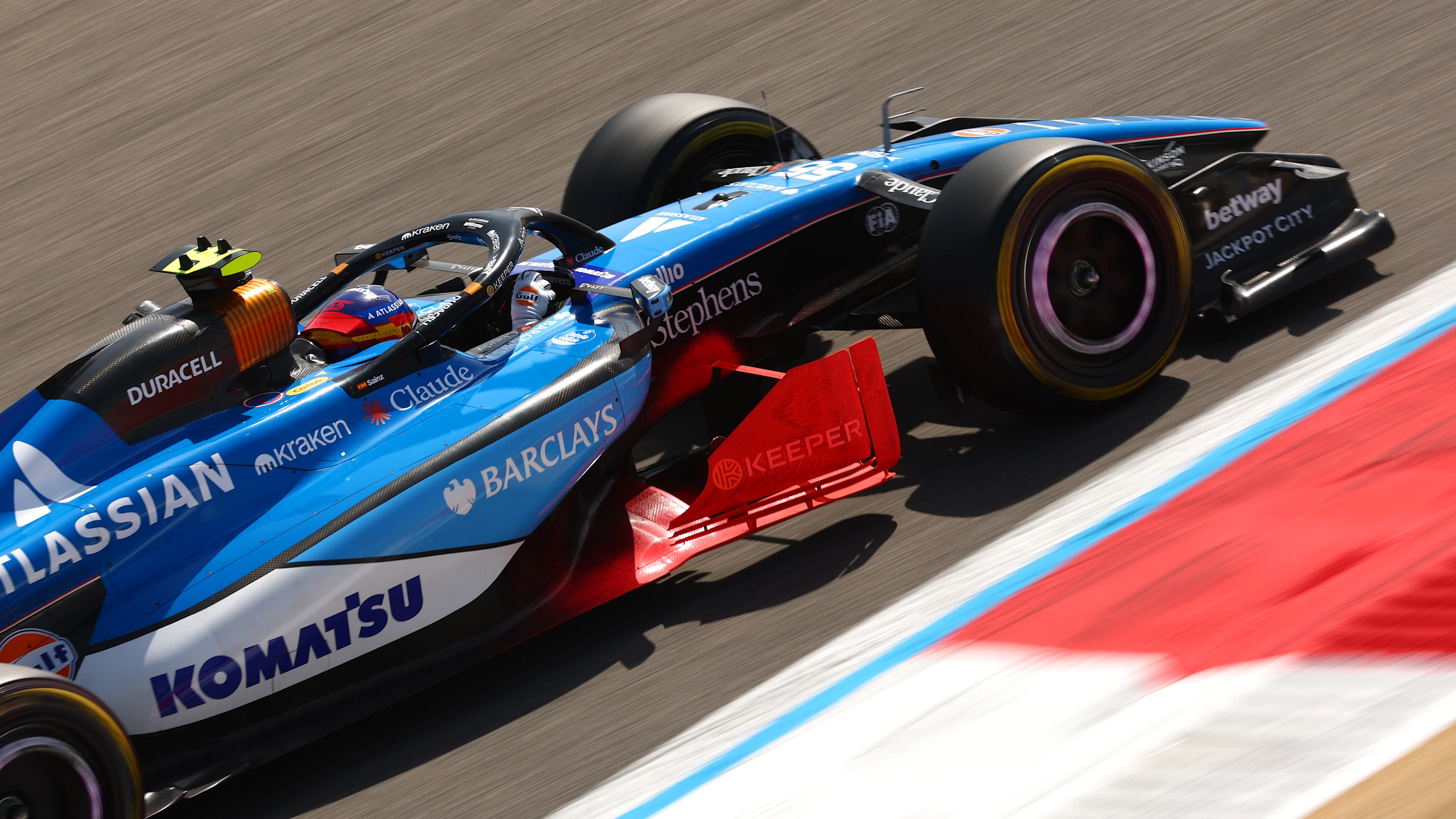 BAHRAIN, BAHRAIN - FEBRUARY 11: Carlos Sainz of Spain driving the (55) Williams FW48 Mercedes on