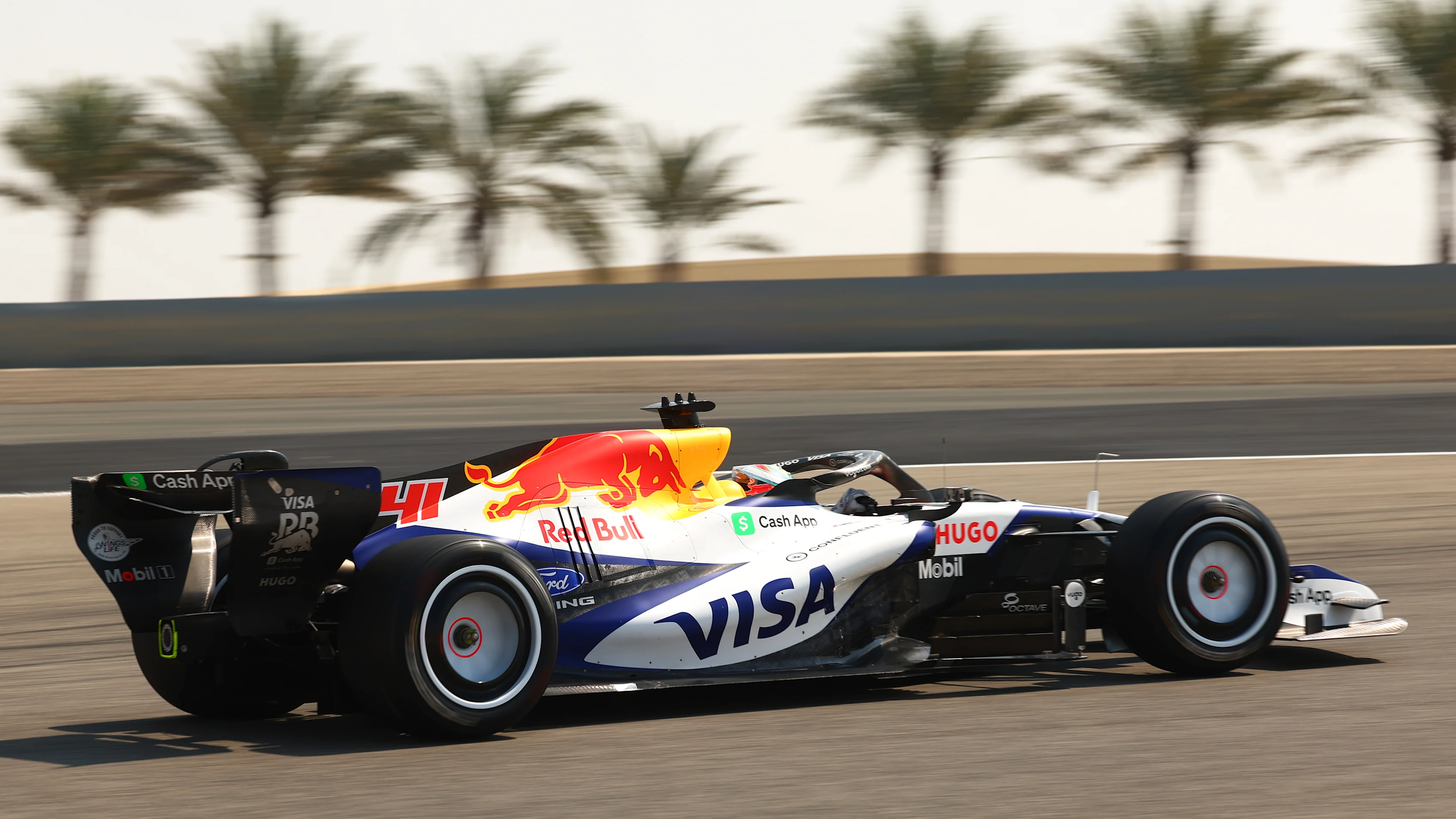 BAHRAIN, BAHRAIN - FEBRUARY 20: Arvid Lindblad of Great Britain driving the (41) Visa Cash App