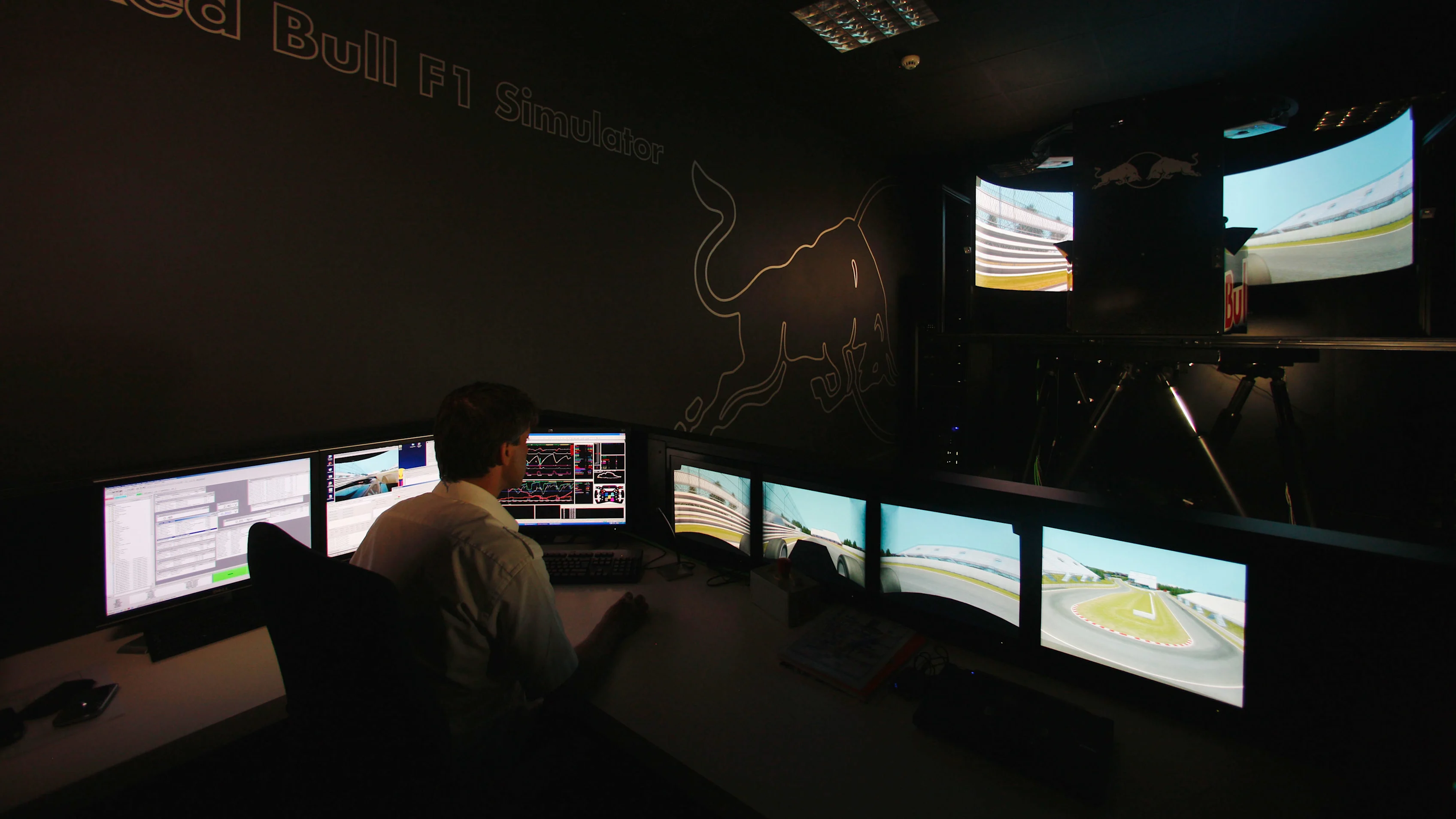 MILTON KEYNES, UNITED KINGDOM - JUNE 03:  General view of the Red Bull Racing simulator at the team