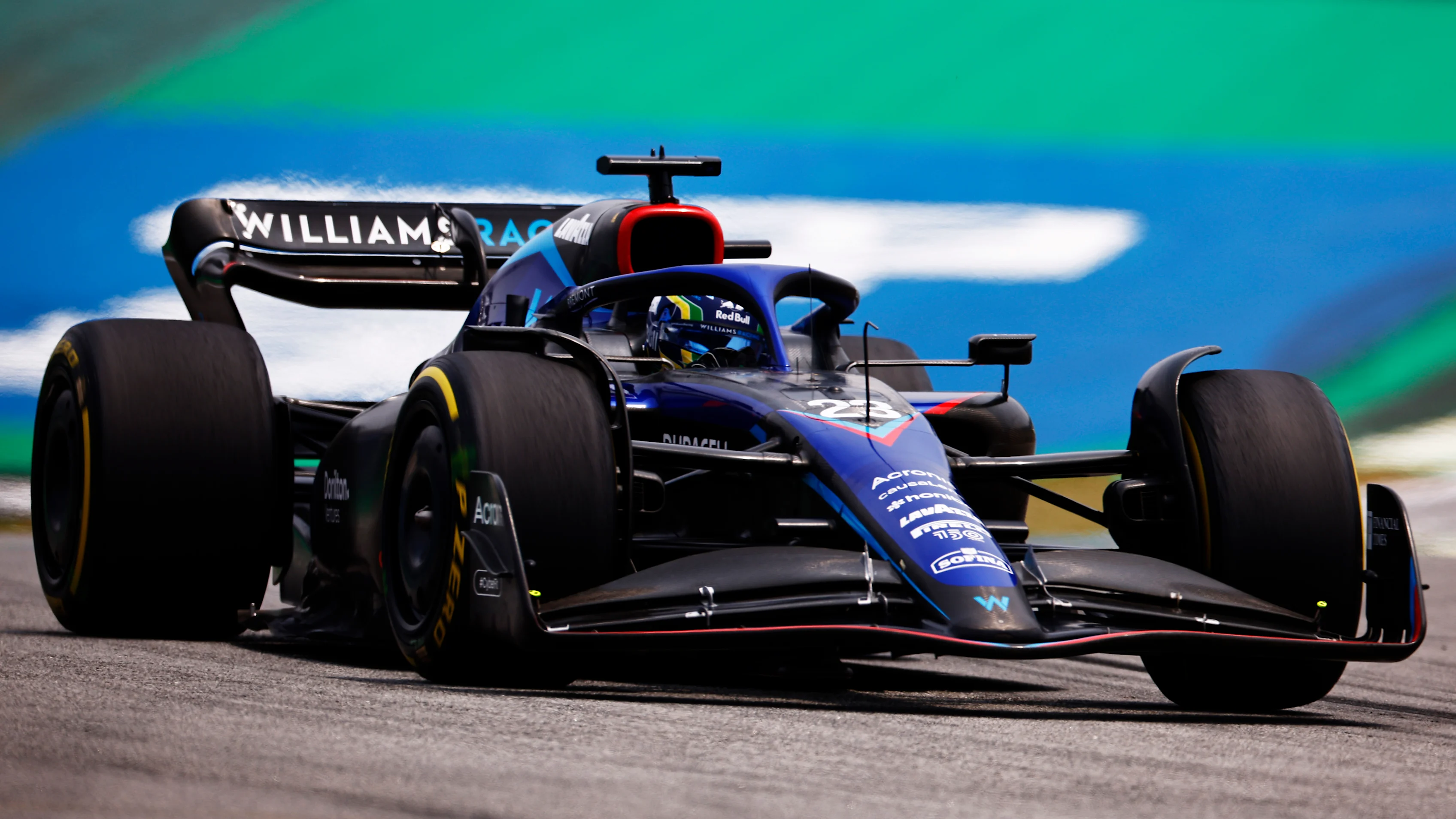 SAO PAULO, BRAZIL - NOVEMBER 11: Alexander Albon of Thailand driving the (23) Williams FW44