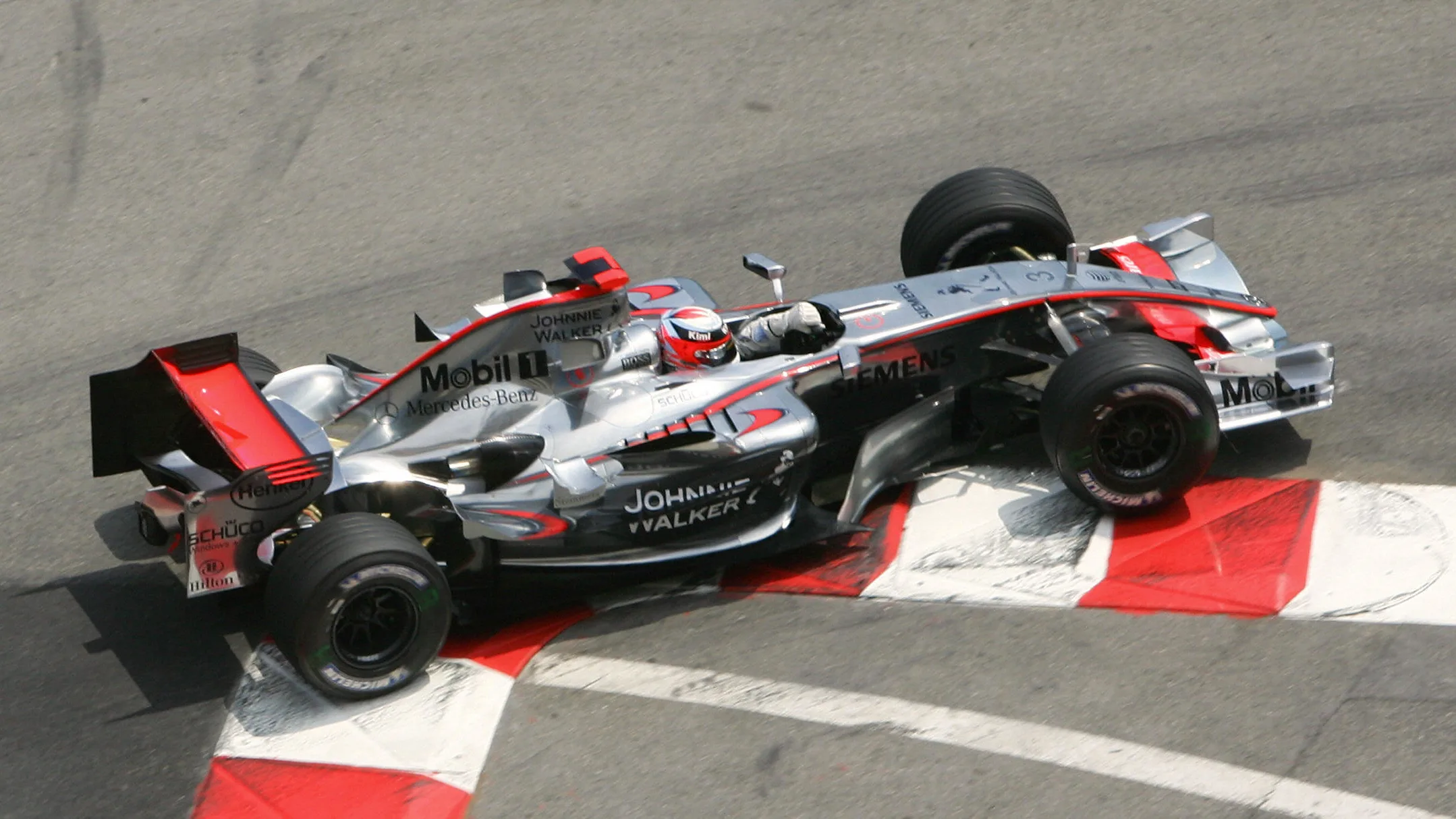 Monaco, MONACO:  Finnish McLaren-Mercedes driver Kimi Raikkonen steers his car during the second