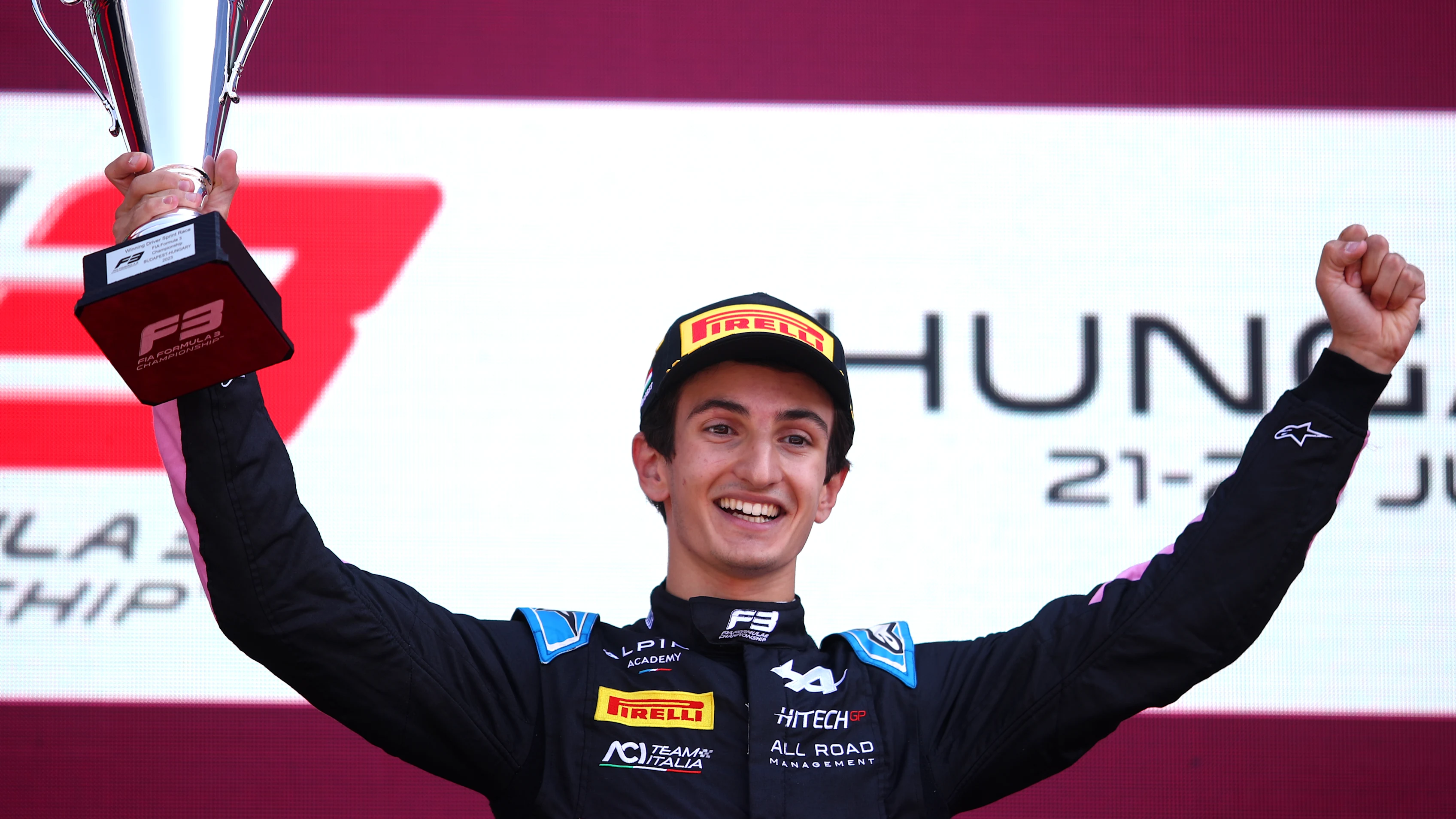 BUDAPEST, HUNGARY - JULY 22: Race winner Gabriele Mini of Italy and Hitech Pulse-Eight (15)